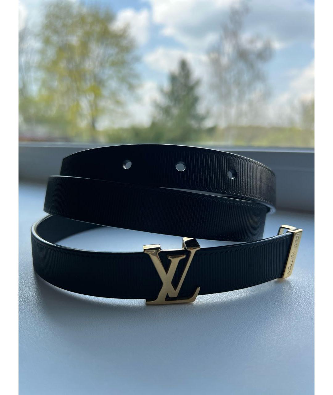 LOUIS VUITTON Черный кожаный ремень, фото 4