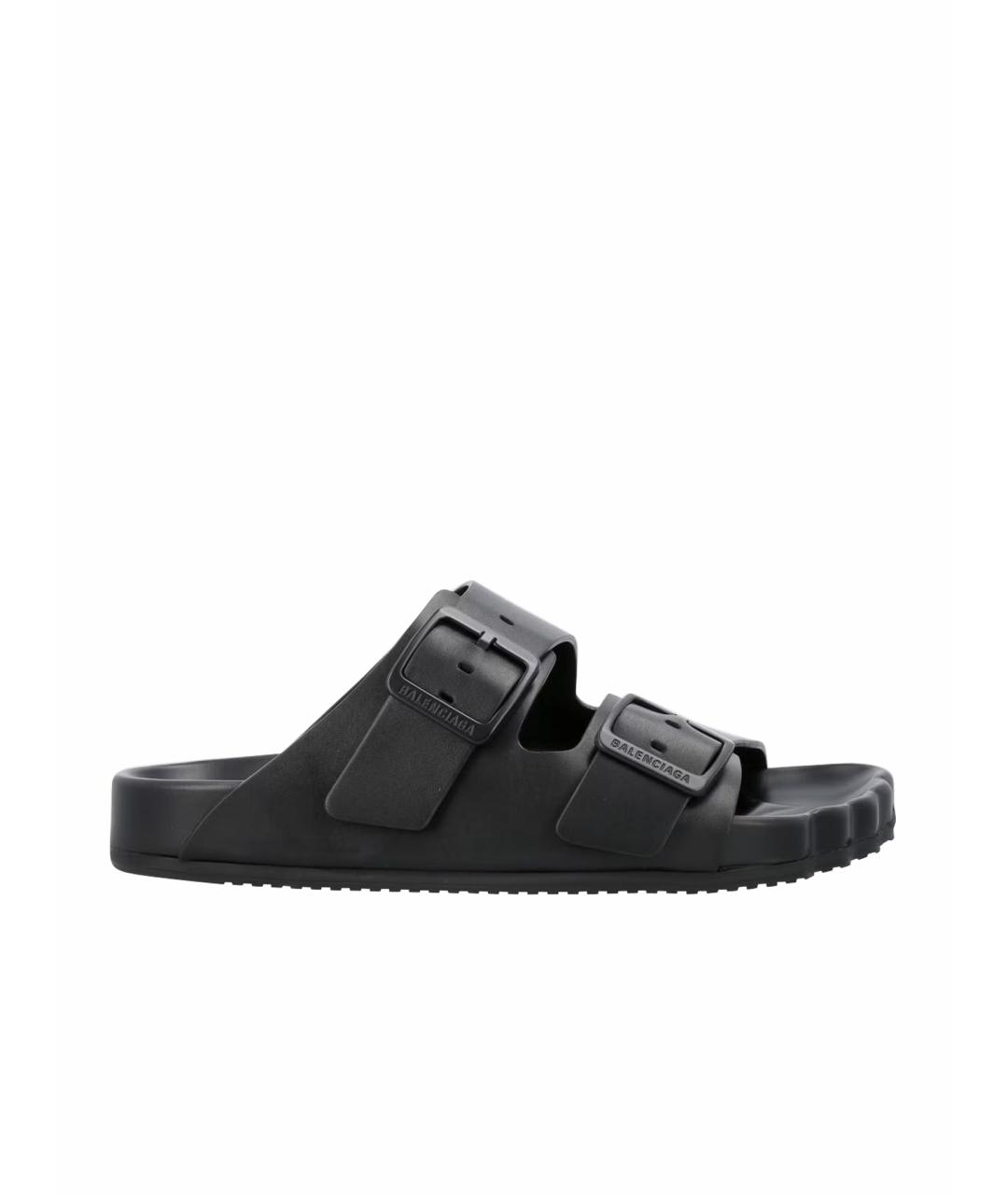 BALENCIAGA Черные кожаные сандалии, фото 1