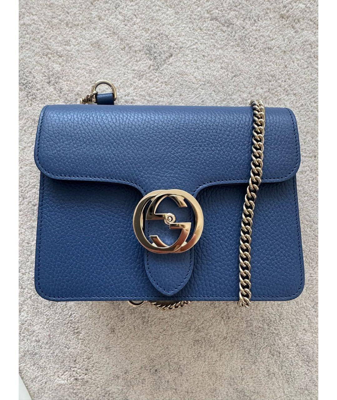 GUCCI Синяя кожаная сумка с короткими ручками, фото 9