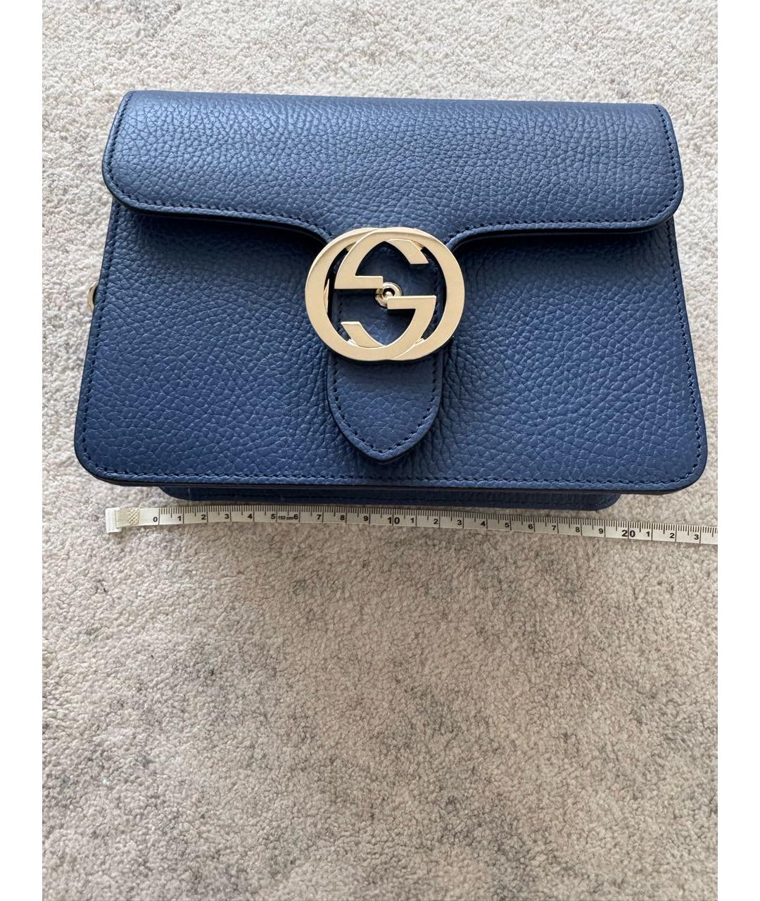 GUCCI Синяя кожаная сумка с короткими ручками, фото 5