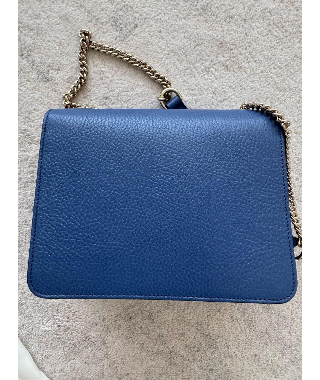 GUCCI Синяя кожаная сумка с короткими ручками, фото 3