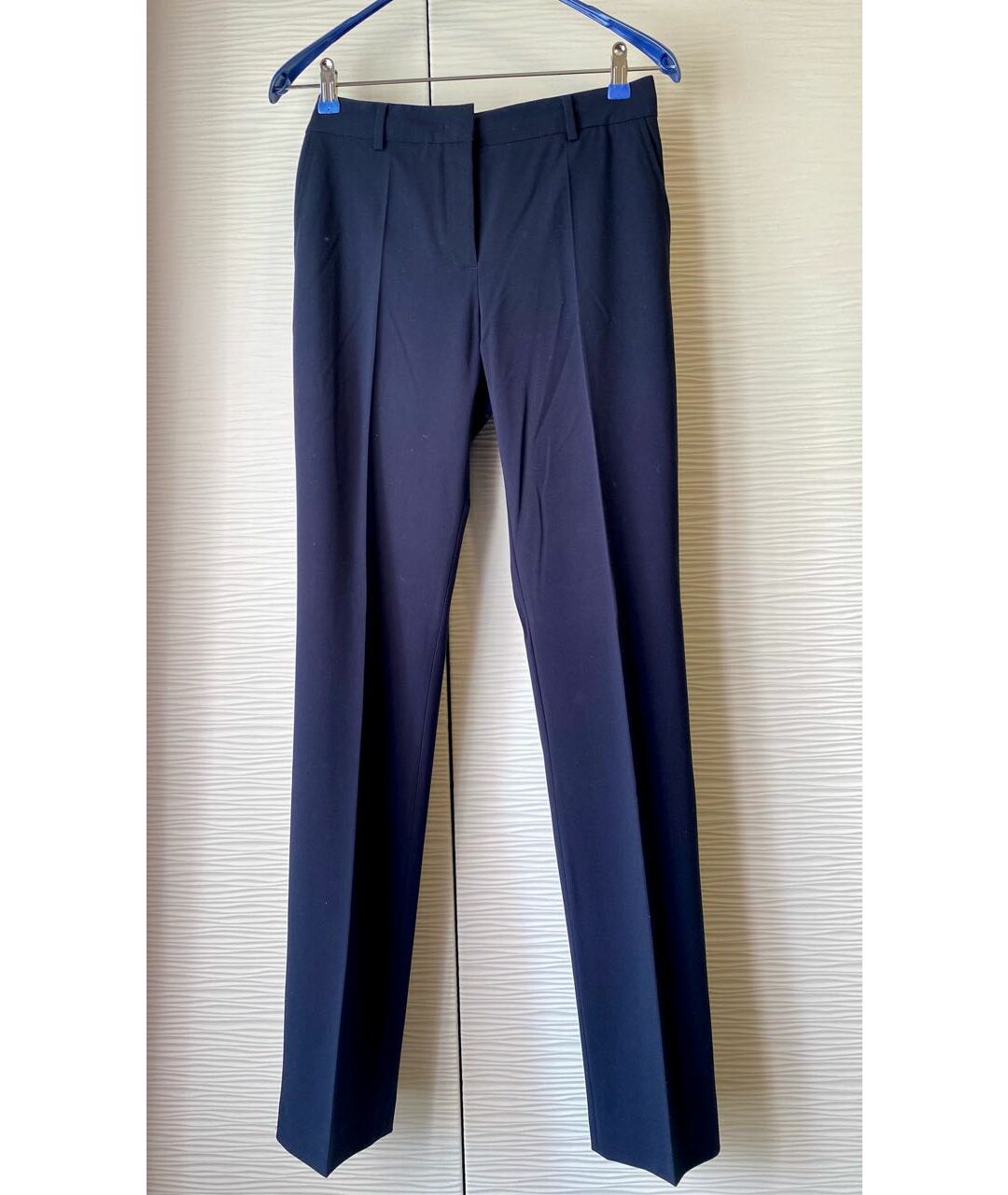 STEFANEL Темно-синие полиэстеровые прямые брюки, фото 5