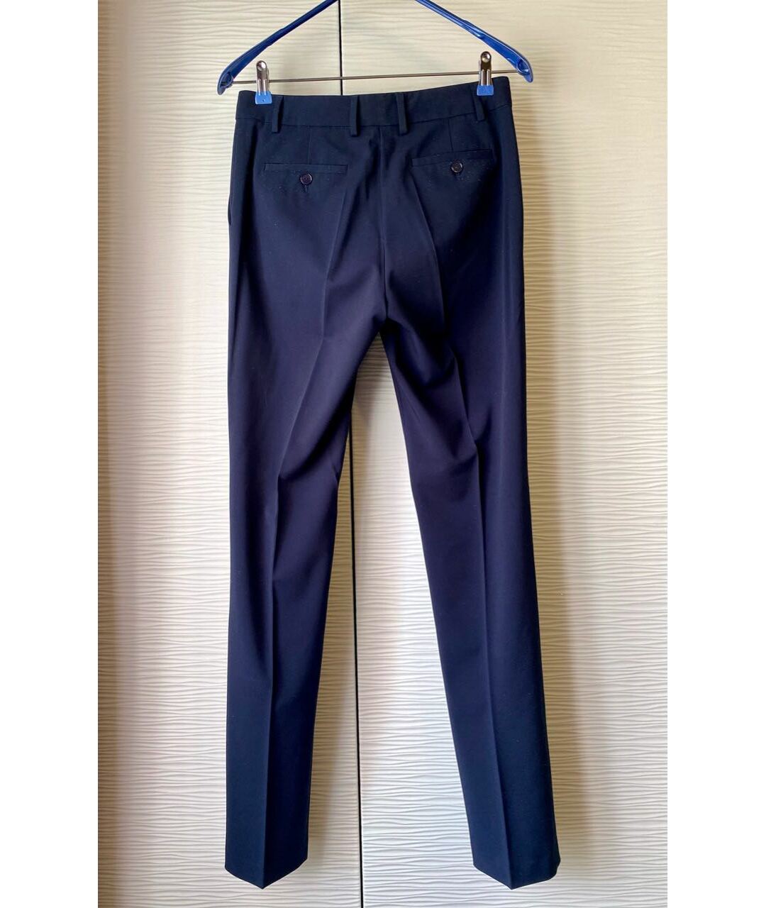 STEFANEL Темно-синие полиэстеровые прямые брюки, фото 2