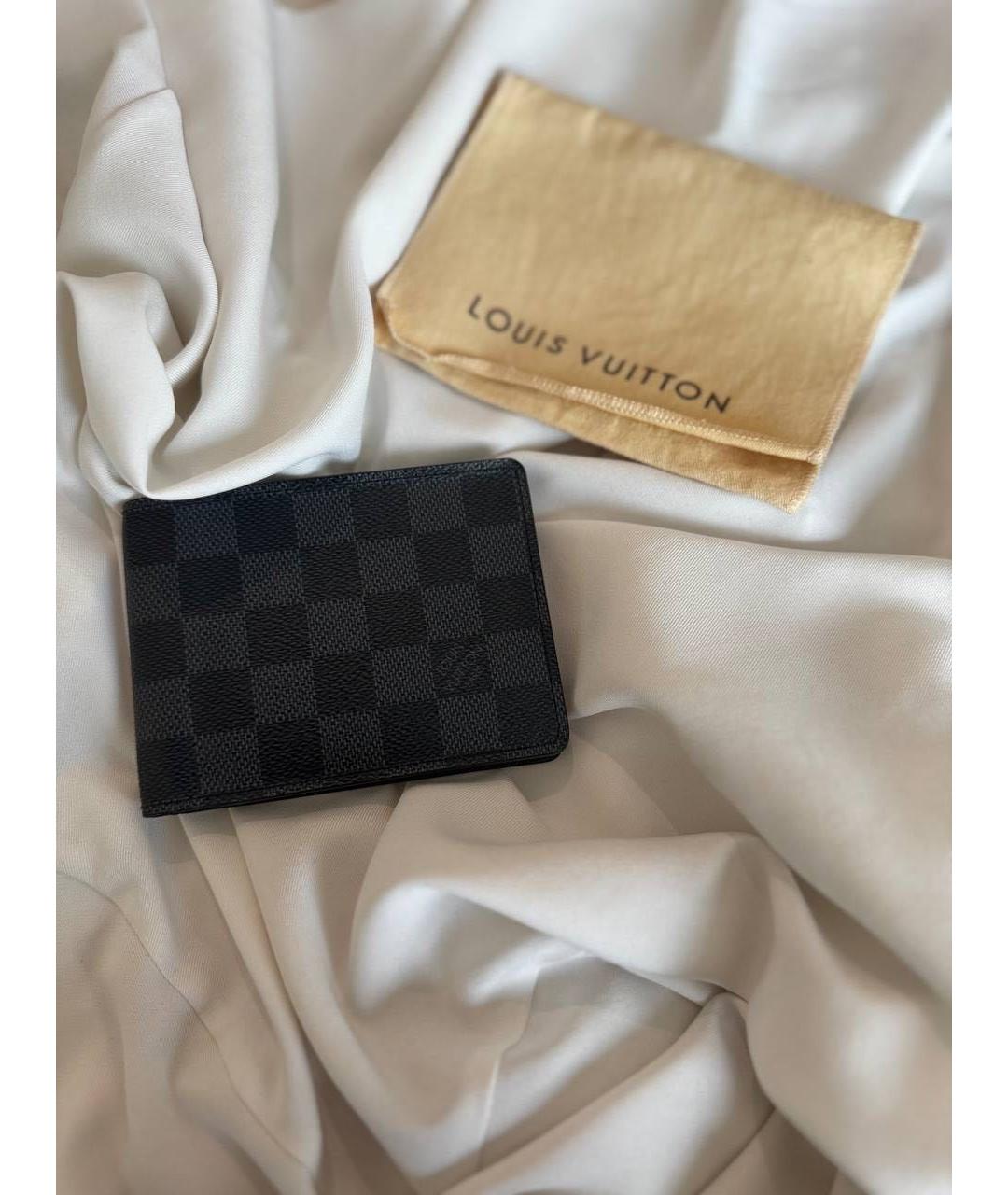 LOUIS VUITTON Черный кожаный кошелек, фото 2