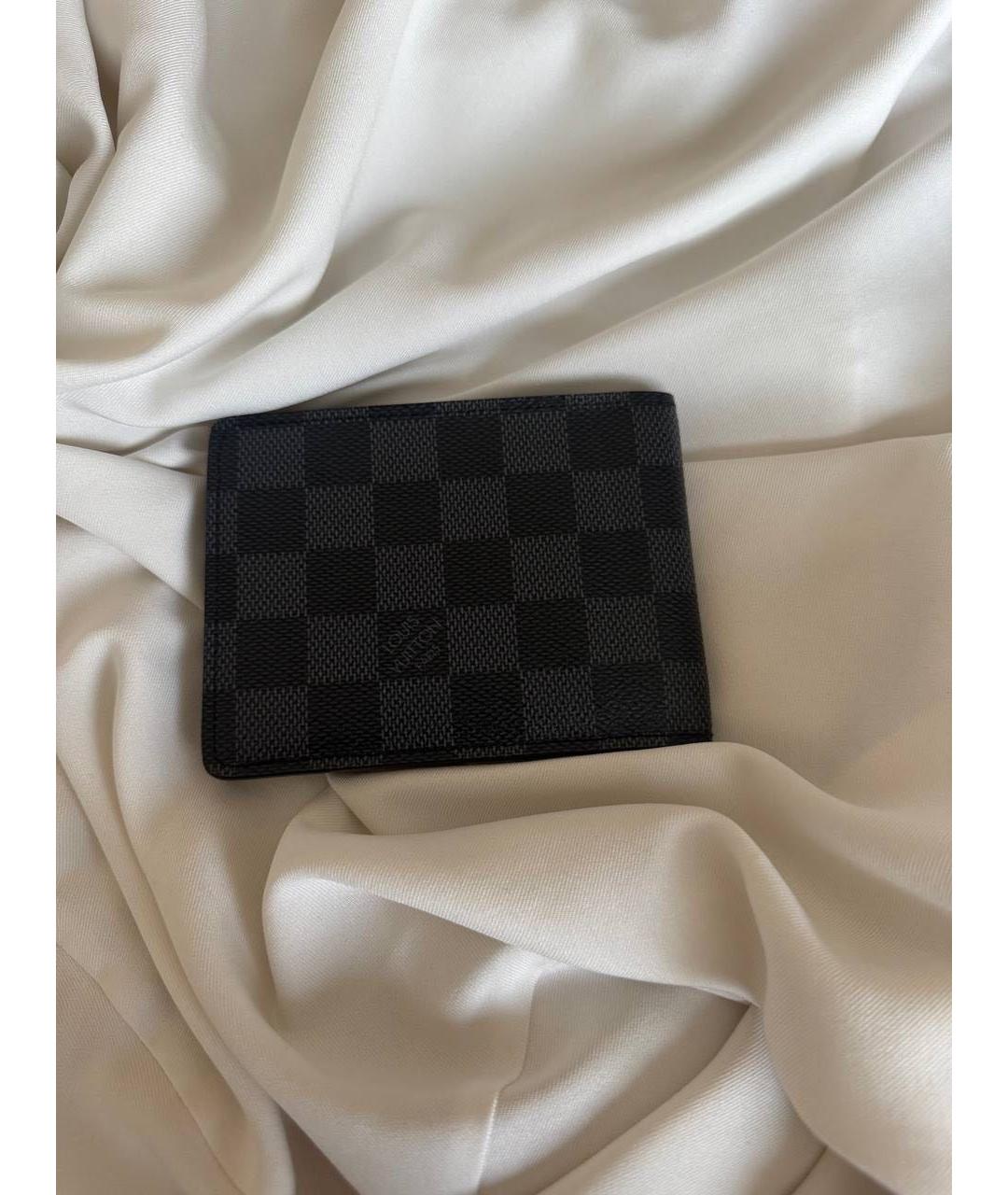 LOUIS VUITTON Черный кожаный кошелек, фото 9