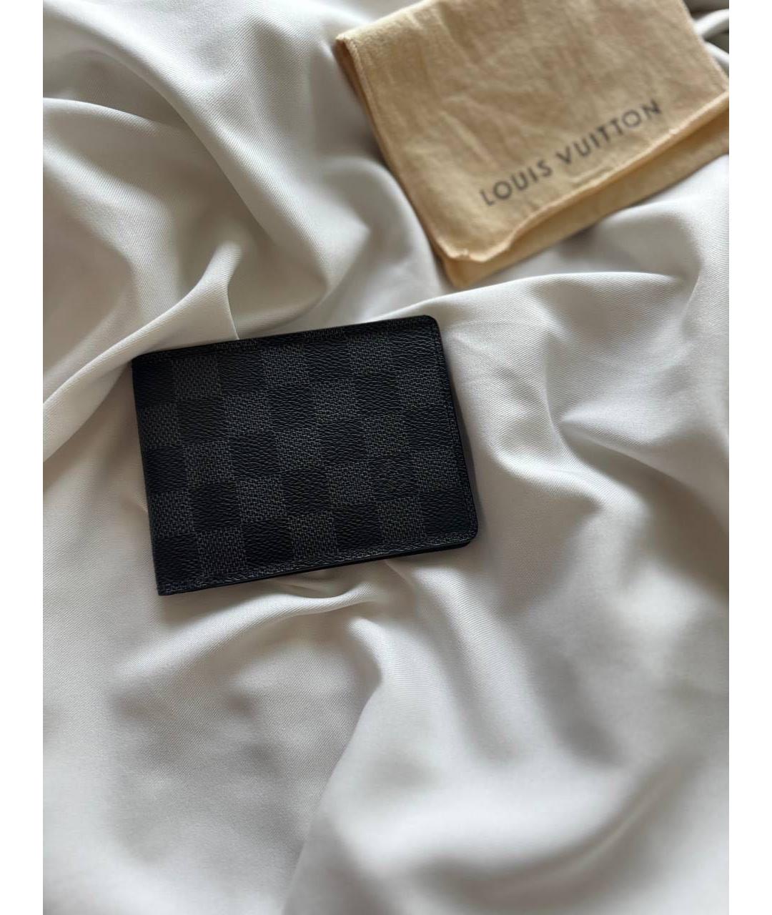 LOUIS VUITTON Черный кожаный кошелек, фото 3