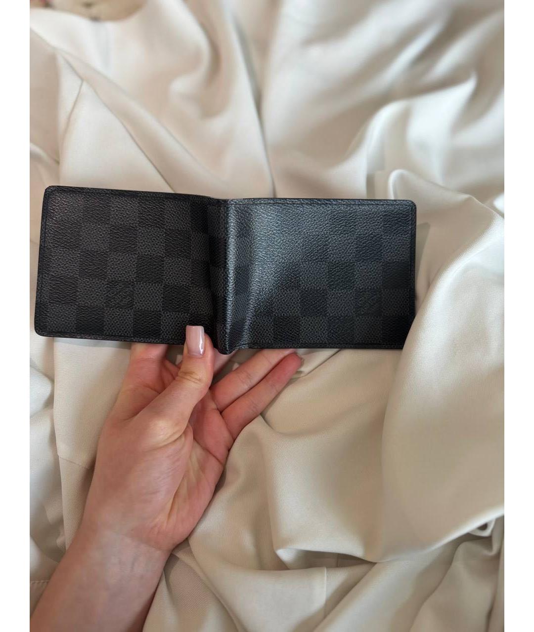 LOUIS VUITTON Черный кожаный кошелек, фото 6