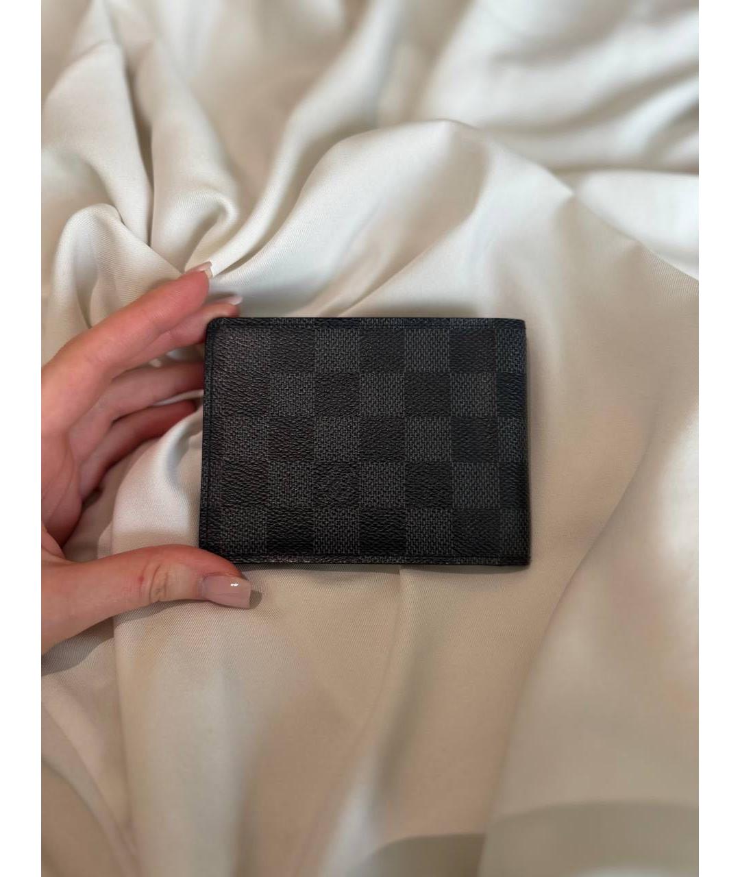 LOUIS VUITTON Черный кожаный кошелек, фото 4