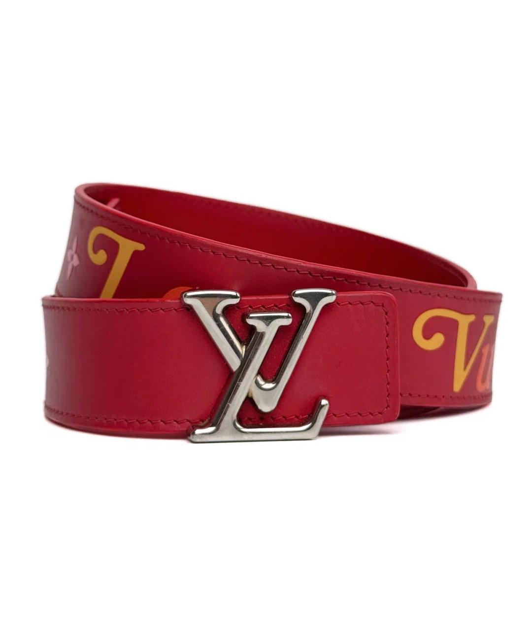 LOUIS VUITTON Красный кожаный ремень, фото 6