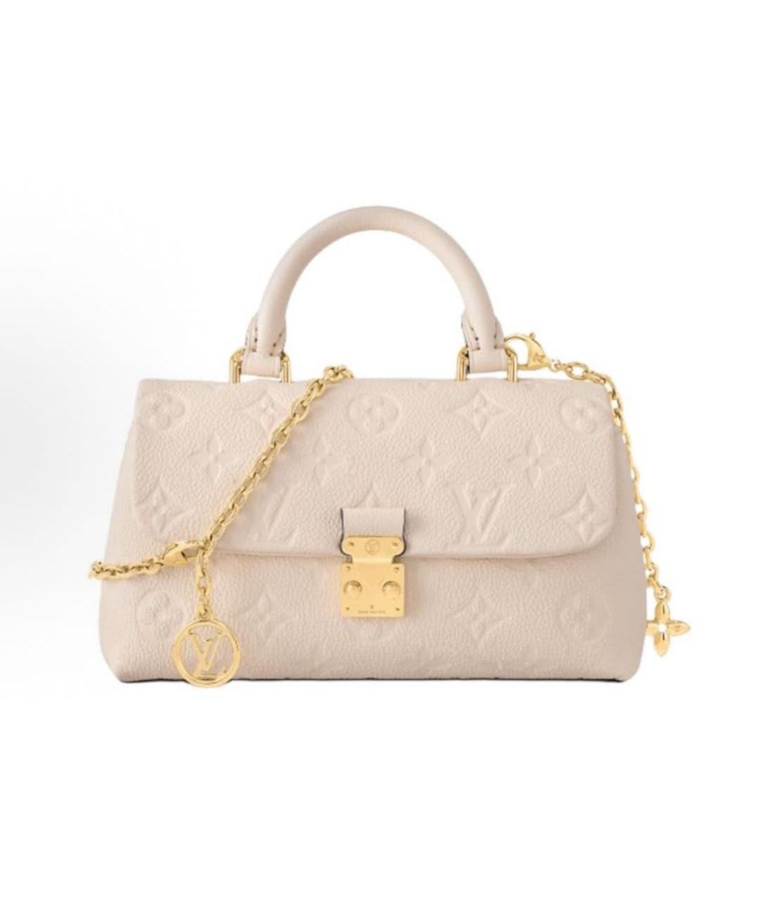 LOUIS VUITTON Бежевая кожаная сумка с короткими ручками, фото 5