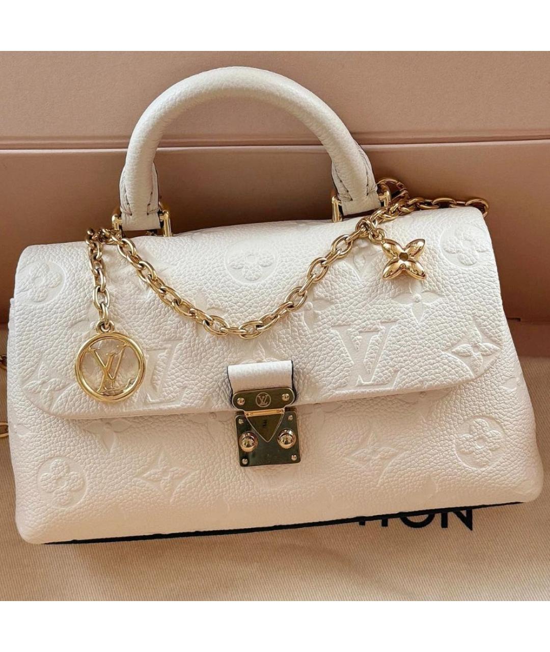 LOUIS VUITTON Бежевая кожаная сумка с короткими ручками, фото 3