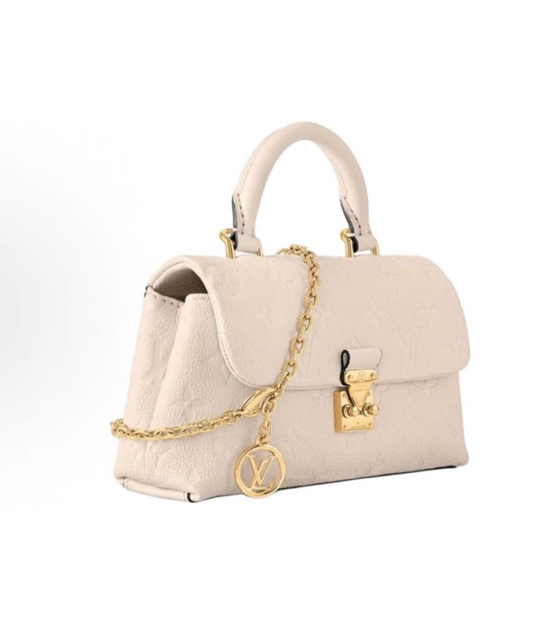 LOUIS VUITTON Бежевая кожаная сумка с короткими ручками, фото 2