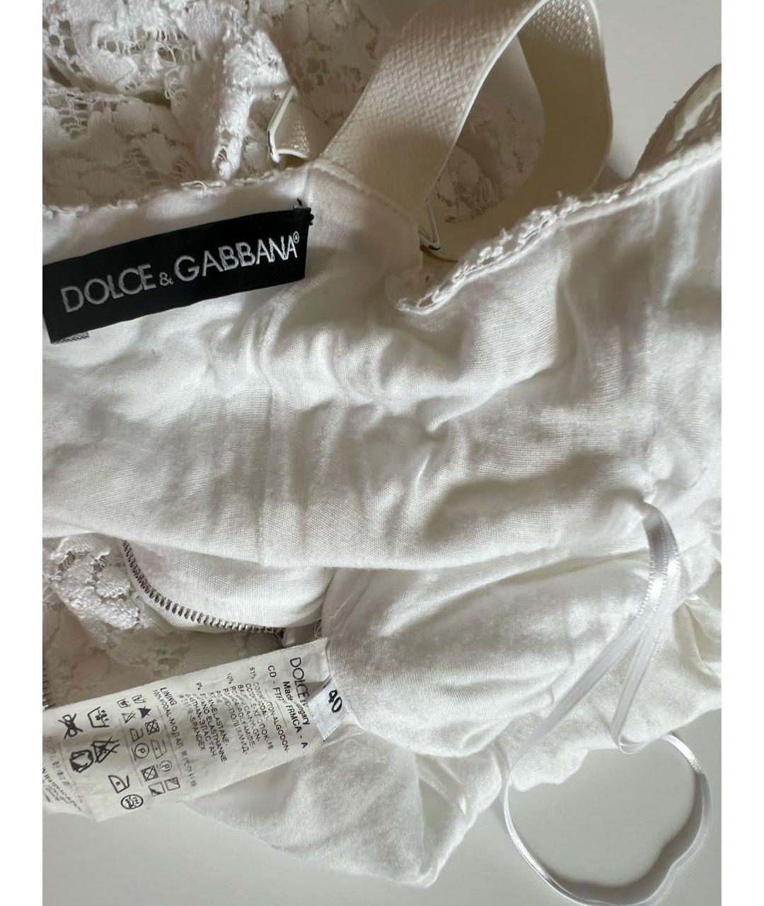 DOLCE&GABBANA Белое хлопко-эластановое коктейльное платье, фото 6