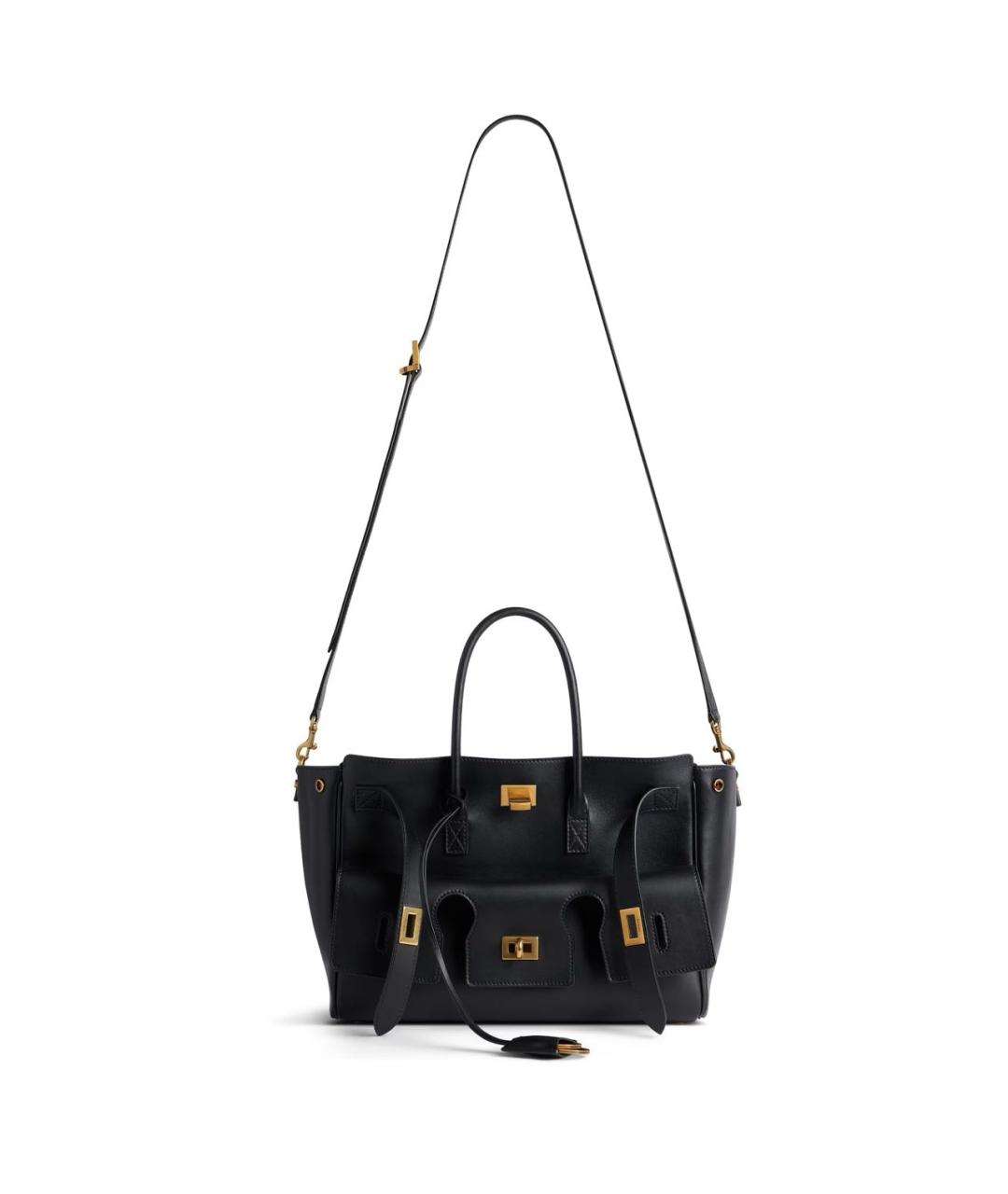 BALENCIAGA Черная кожаная сумка тоут, фото 5