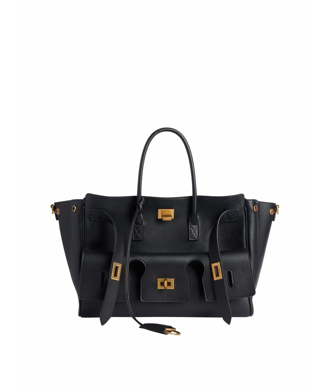 BALENCIAGA Черная кожаная сумка тоут, фото 1