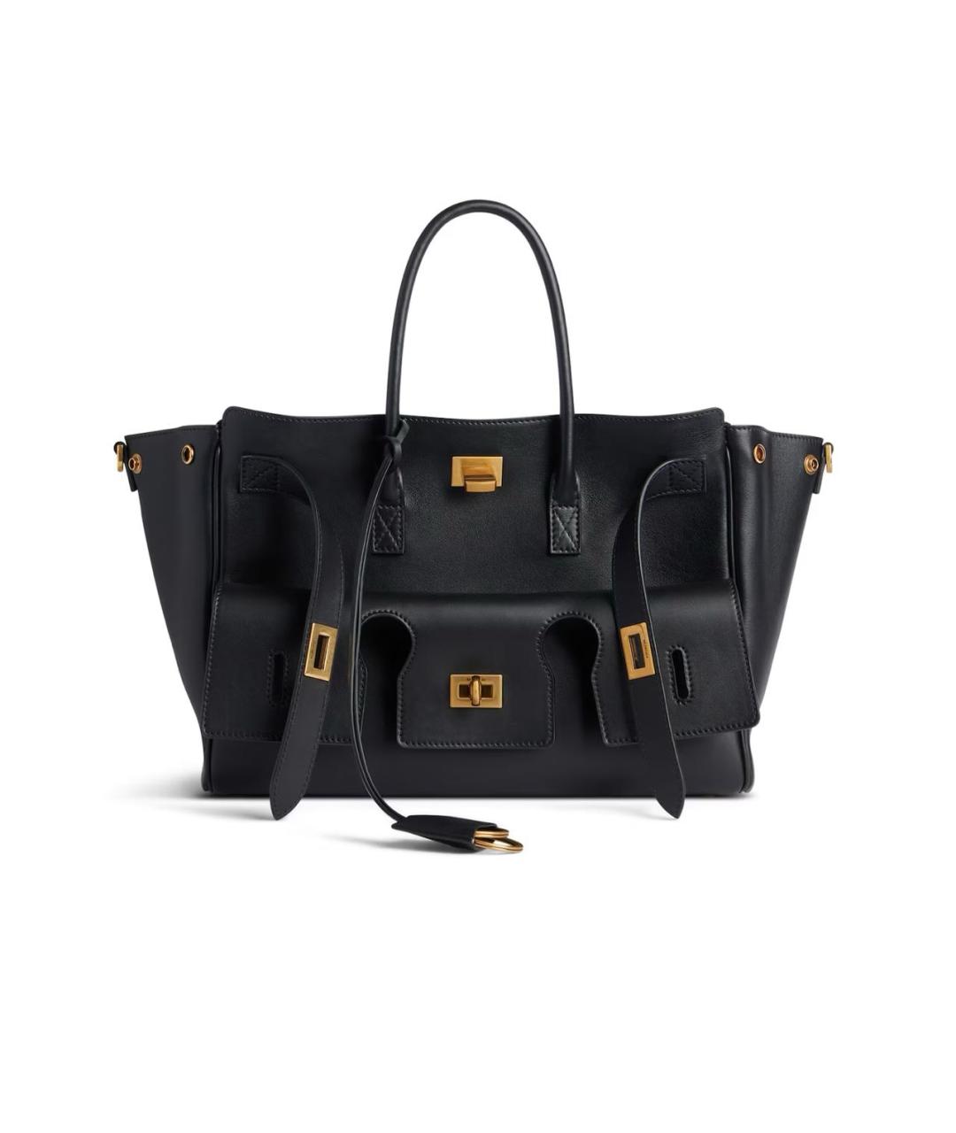 BALENCIAGA Черная кожаная сумка тоут, фото 7