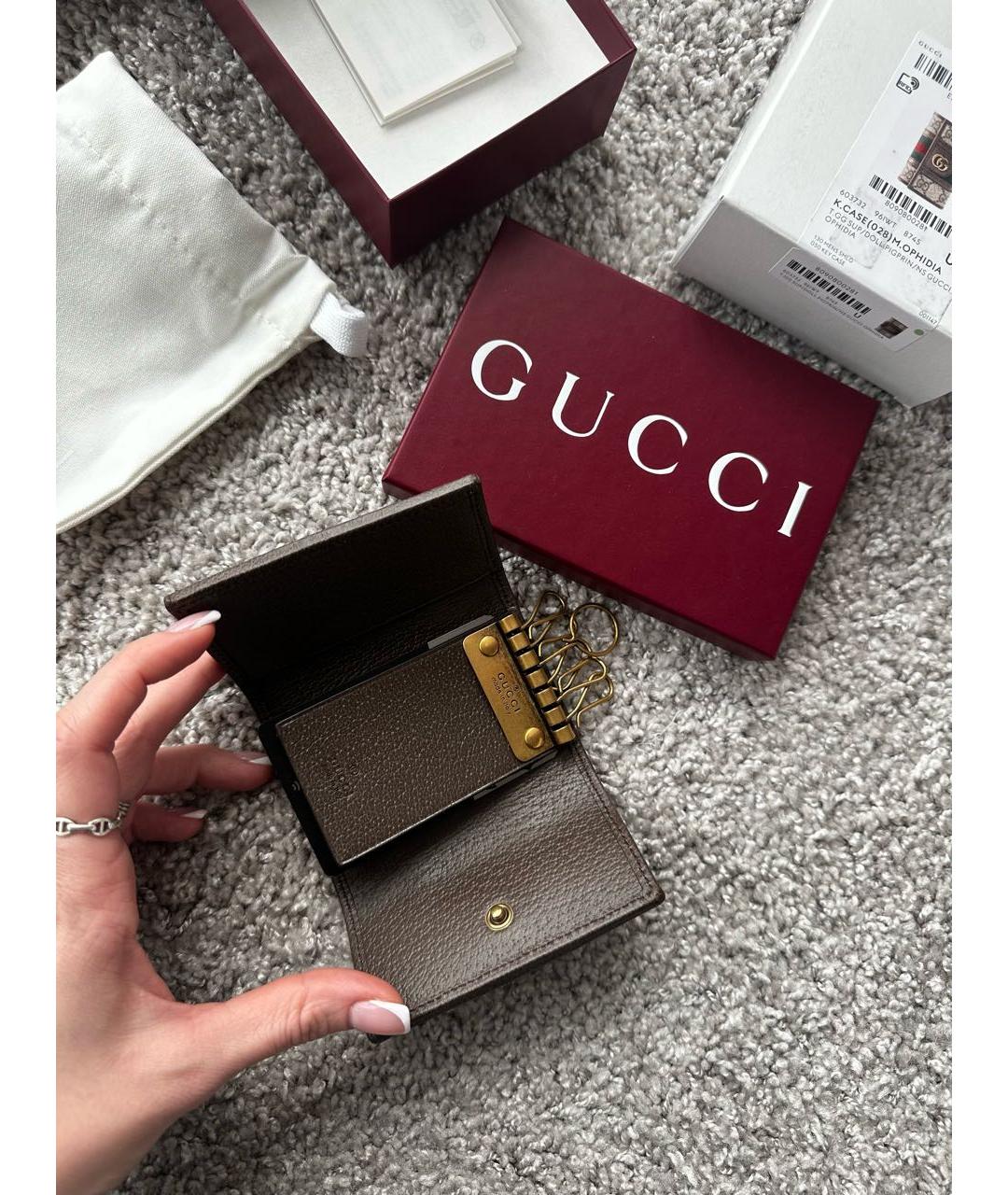 GUCCI Коричневая ключница, фото 2