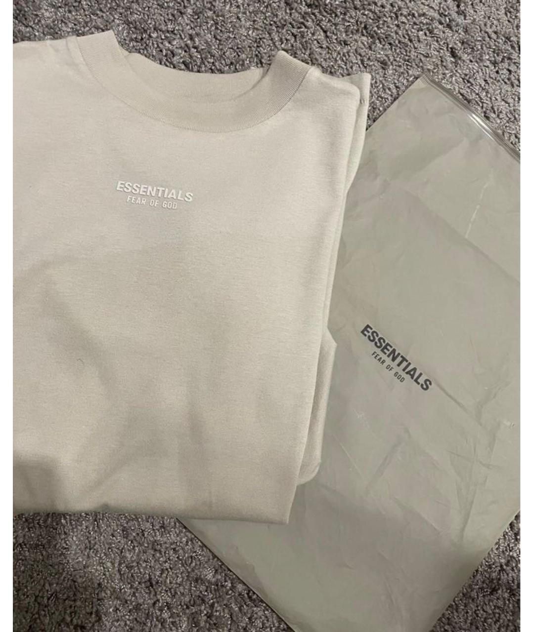 FEAR OF GOD ESSENTIALS Бежевая хлопковая футболка, фото 3