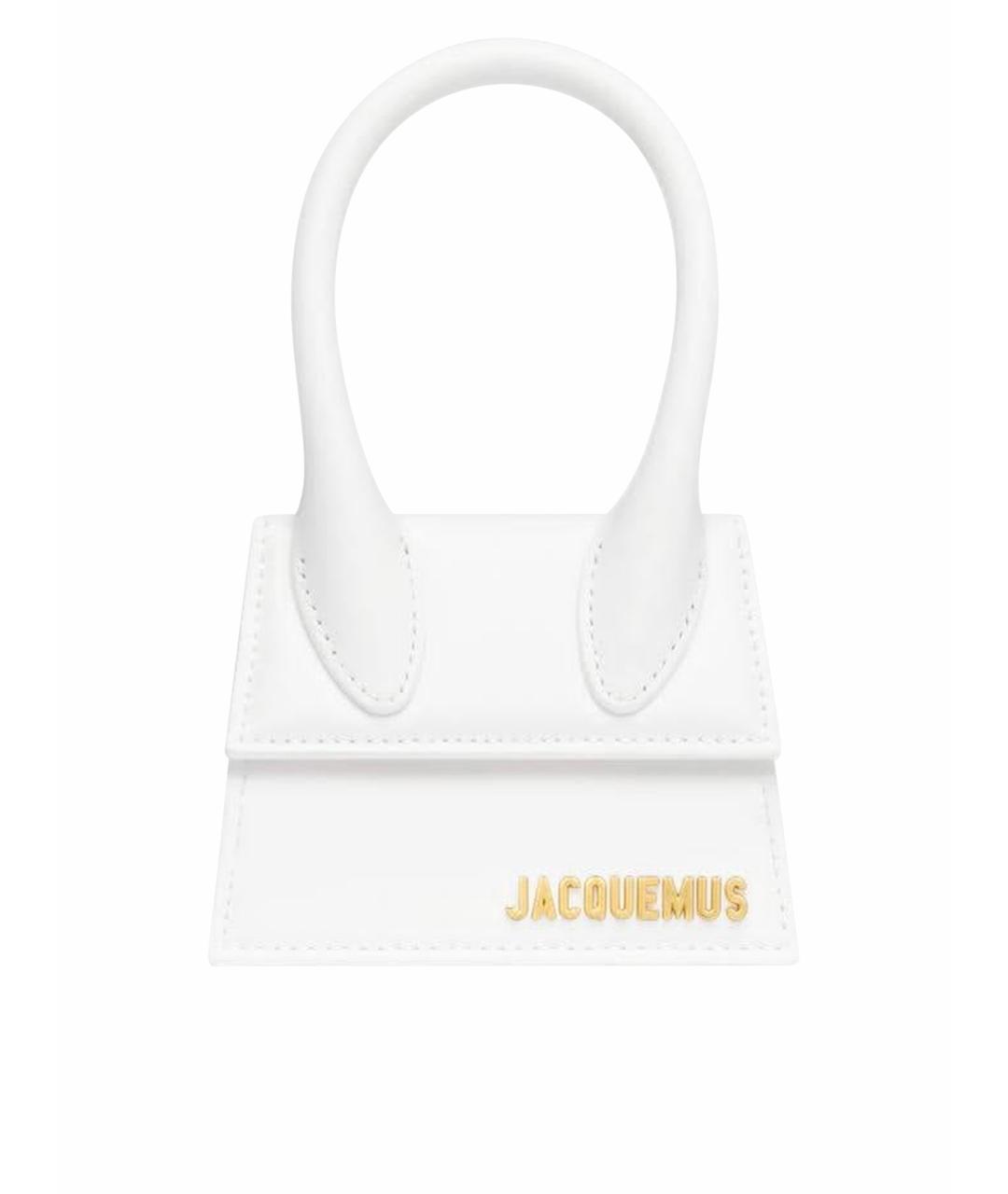 JACQUEMUS Белая кожаная сумка с короткими ручками, фото 1