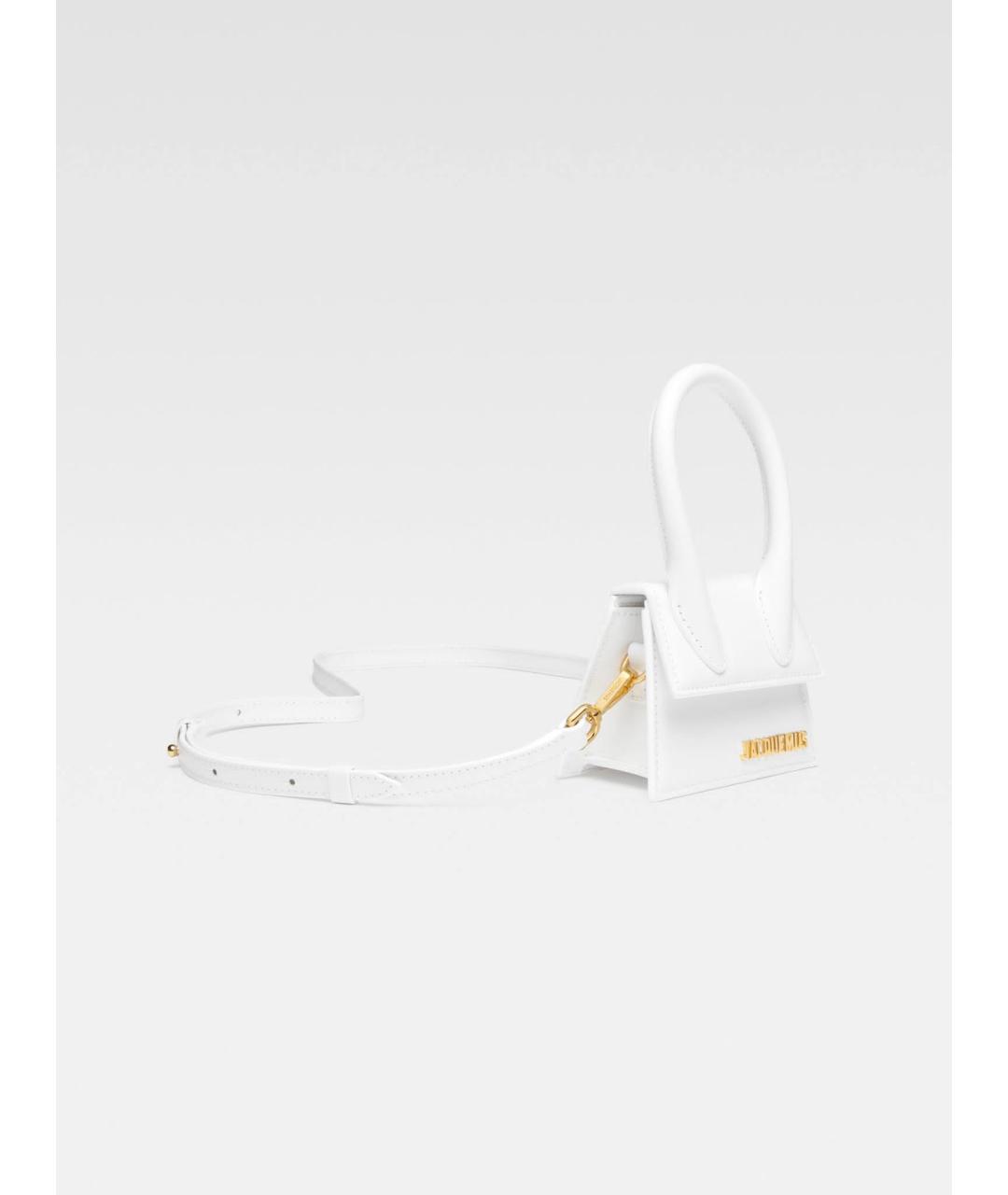 JACQUEMUS Белая кожаная сумка с короткими ручками, фото 3