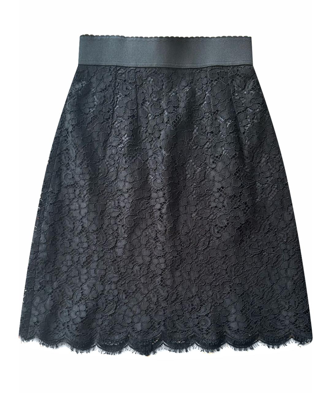 DOLCE&GABBANA Черная кружевная юбка мини, фото 1