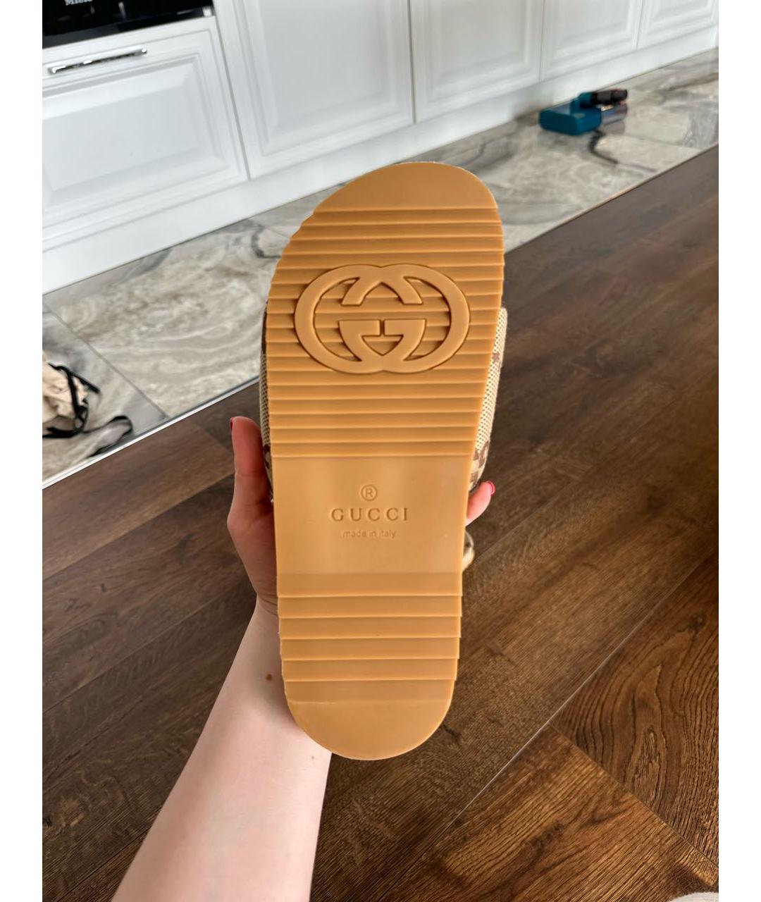 GUCCI Бежевые шлепанцы, фото 6