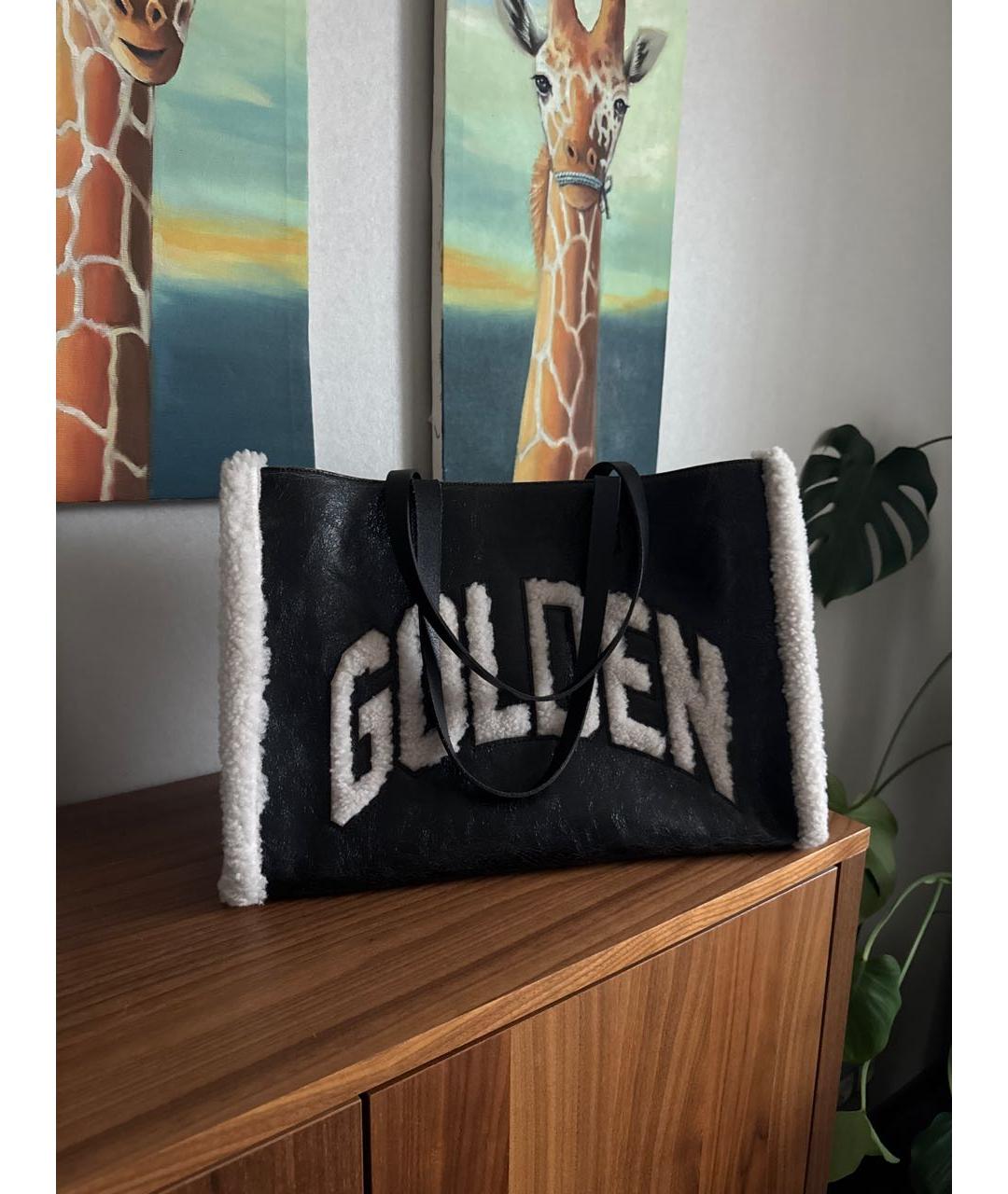 GOLDEN GOOSE Черная кожаная сумка тоут, фото 6