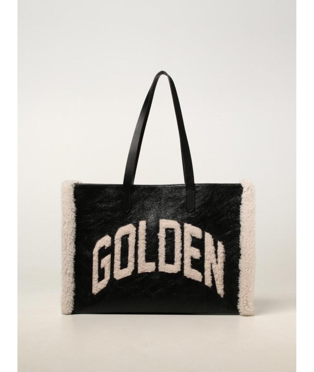 GOLDEN GOOSE DELUXE BRAND Черная кожаная сумка тоут, фото 2