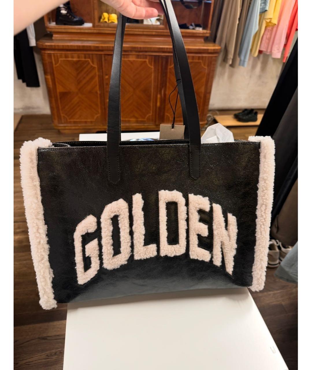GOLDEN GOOSE DELUXE BRAND Черная кожаная сумка тоут, фото 3