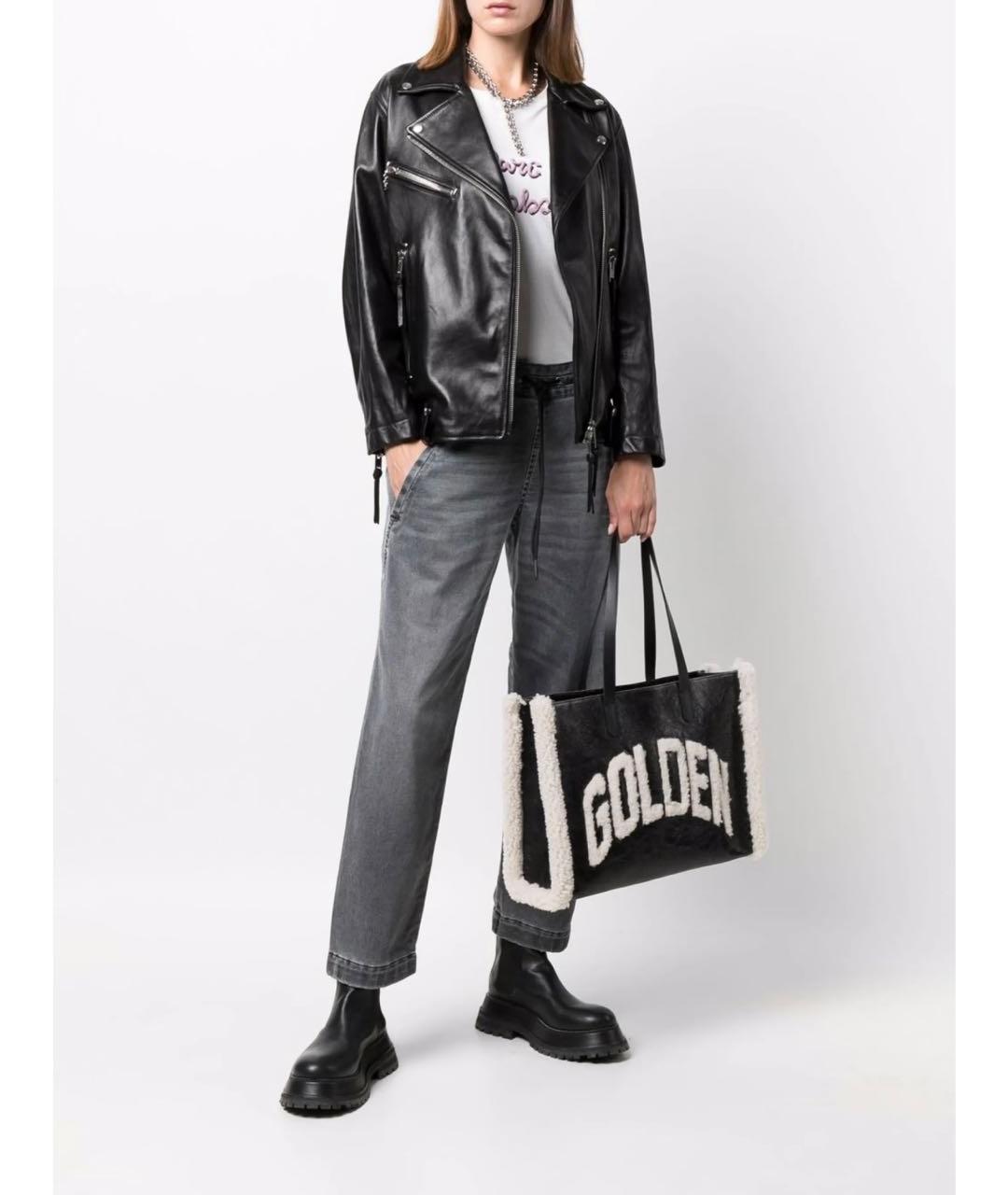 GOLDEN GOOSE DELUXE BRAND Черная кожаная сумка тоут, фото 5