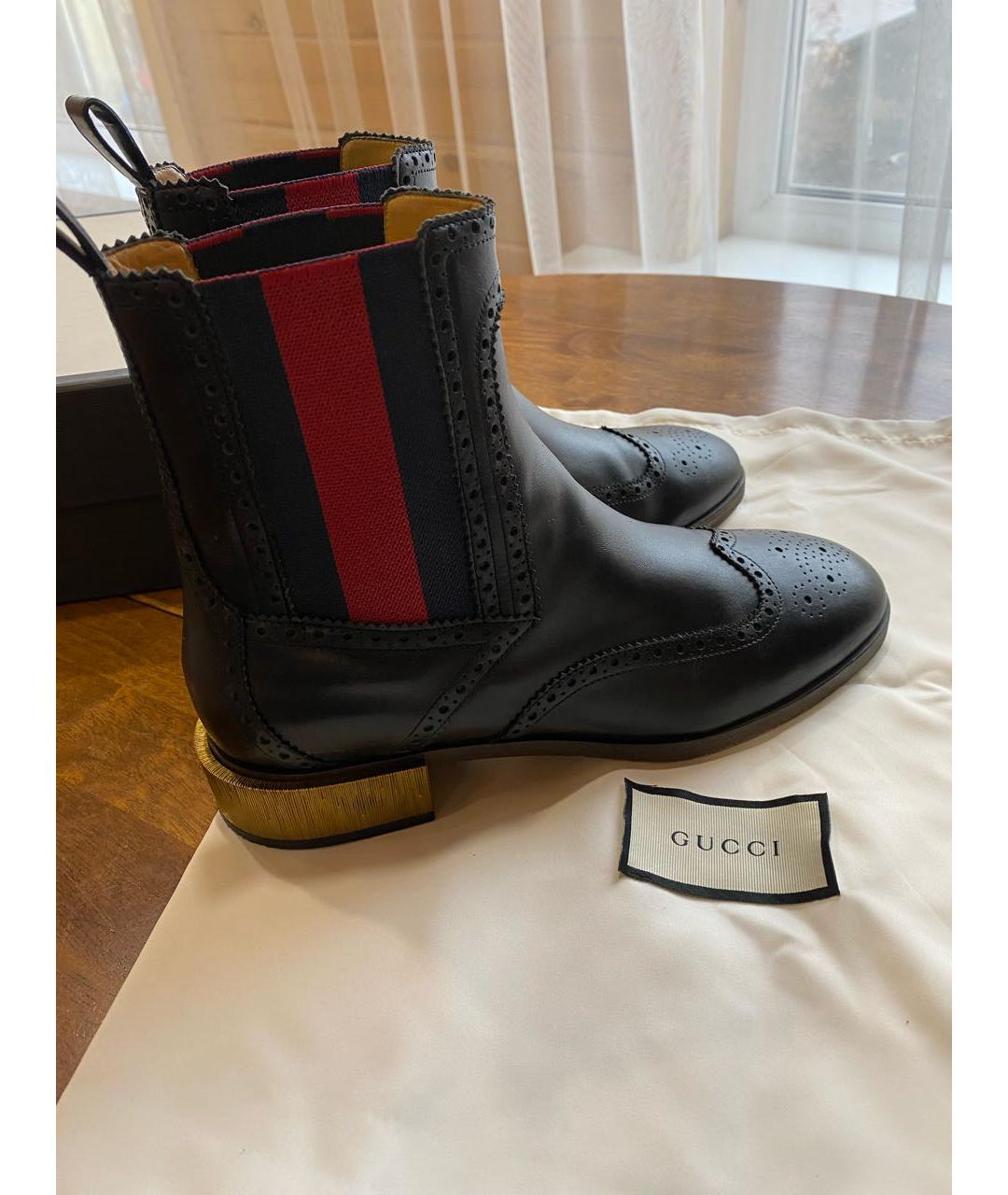 GUCCI Черные кожаные ботинки, фото 8