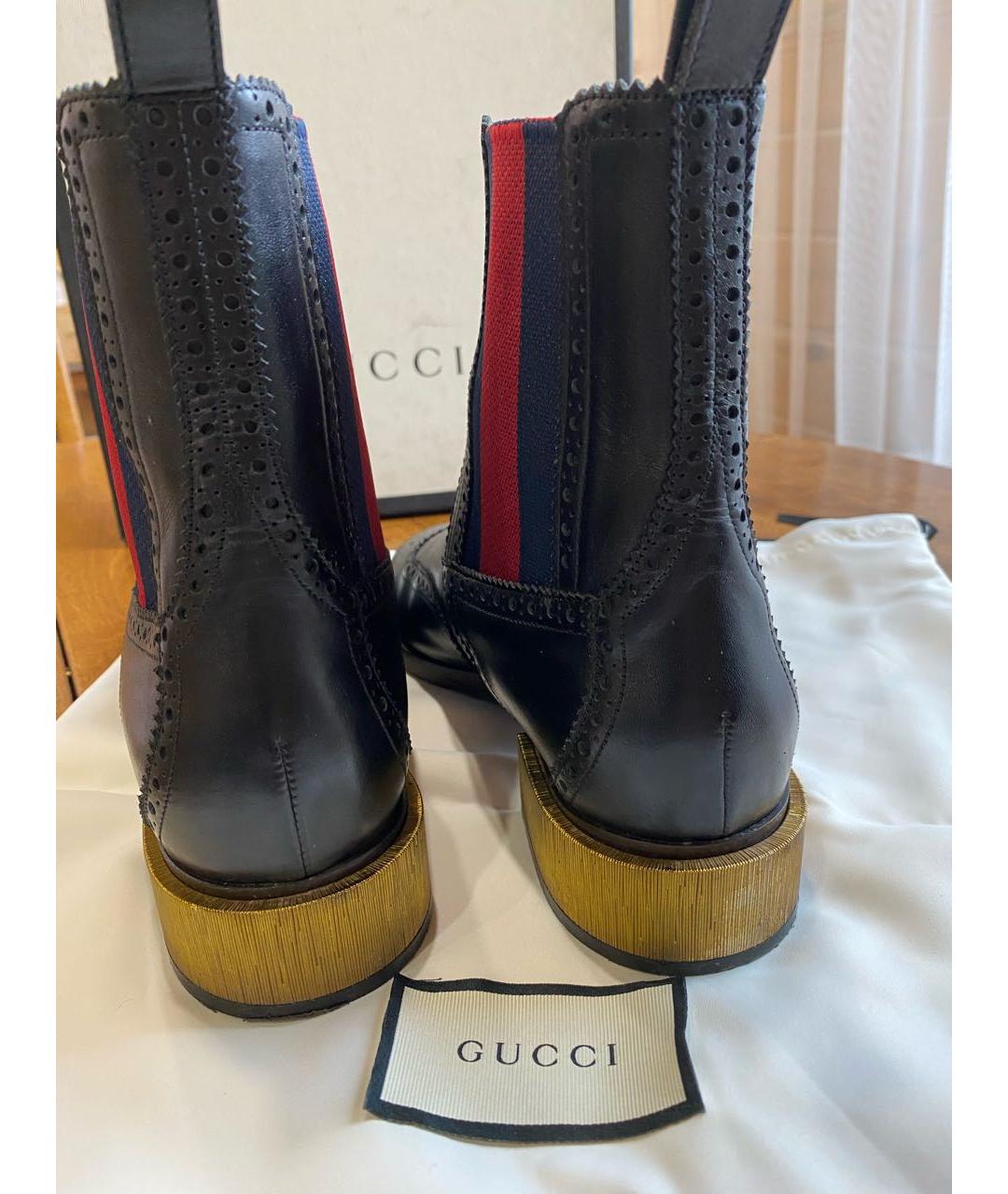 GUCCI Черные кожаные ботинки, фото 5