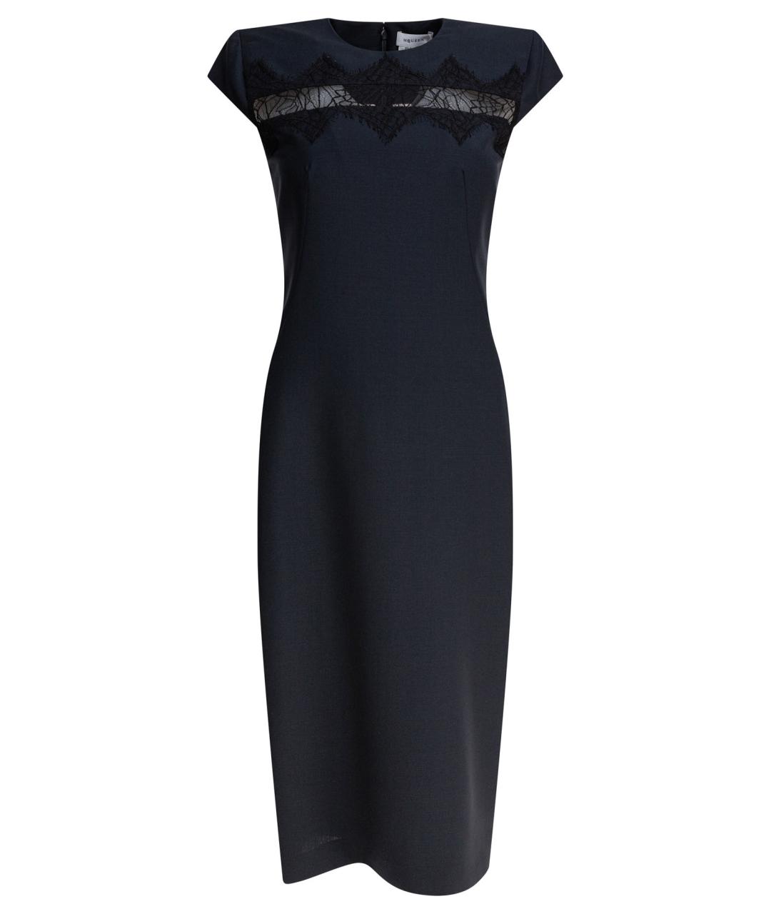 ALEXANDER MCQUEEN Синее шерстяное повседневное платье, фото 1