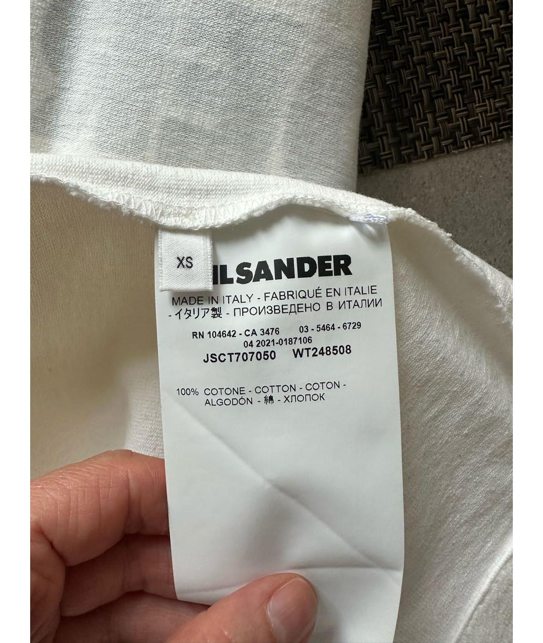 JIL SANDER Белая хлопковая футболка, фото 6