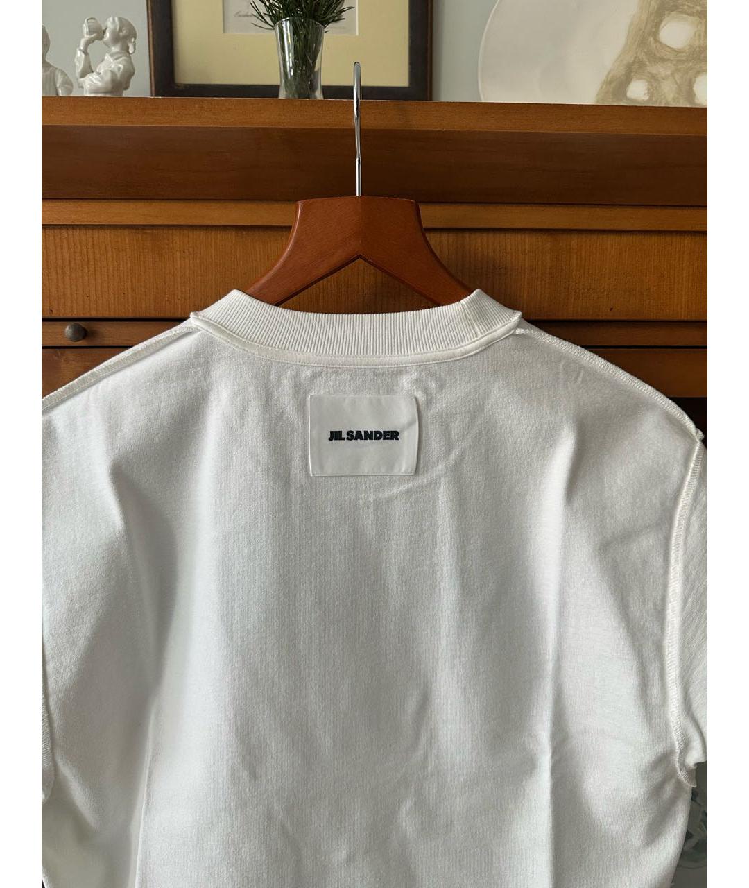 JIL SANDER Белая хлопковая футболка, фото 3