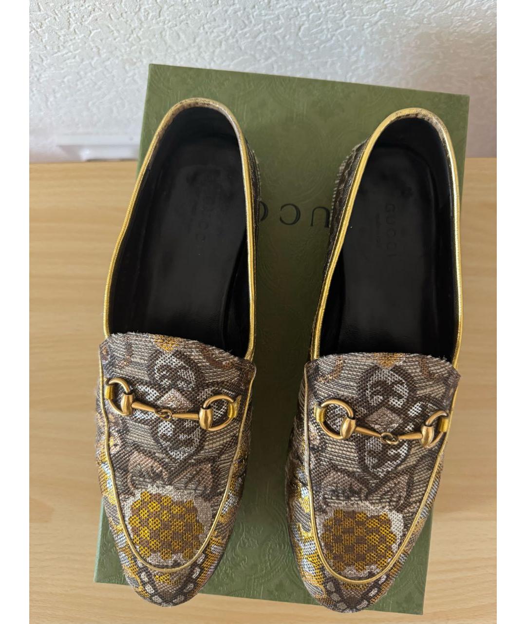 GUCCI Золотые лоферы, фото 3