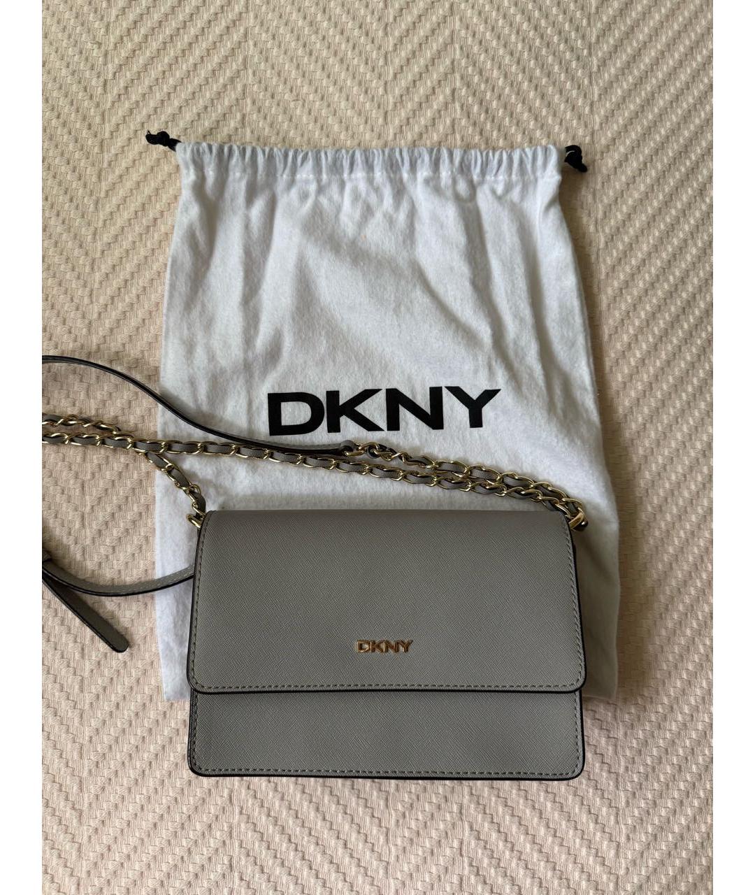 DKNY Серая кожаная сумка через плечо, фото 8