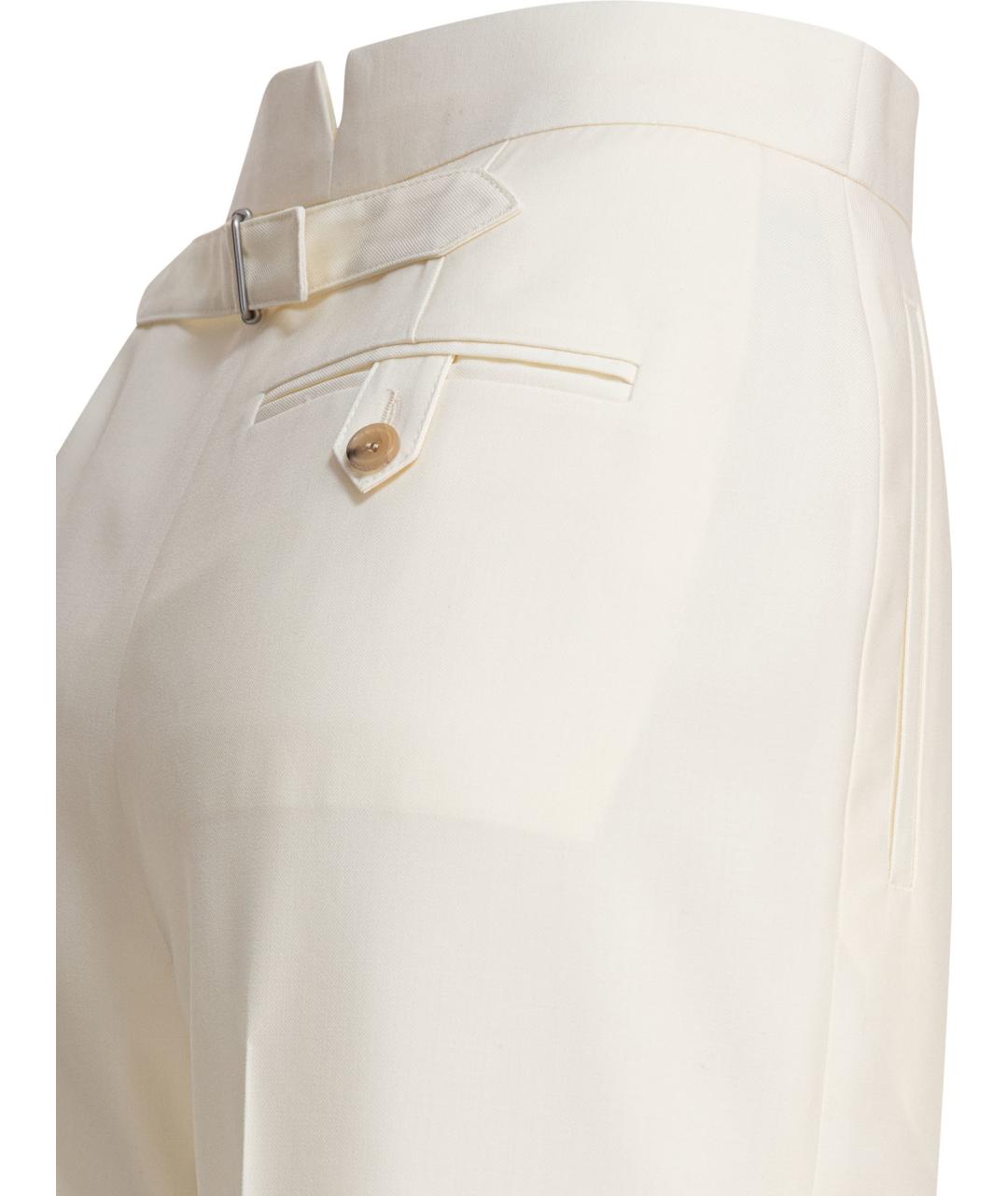 ALEXANDER MCQUEEN Белые шерстяные прямые брюки, фото 4