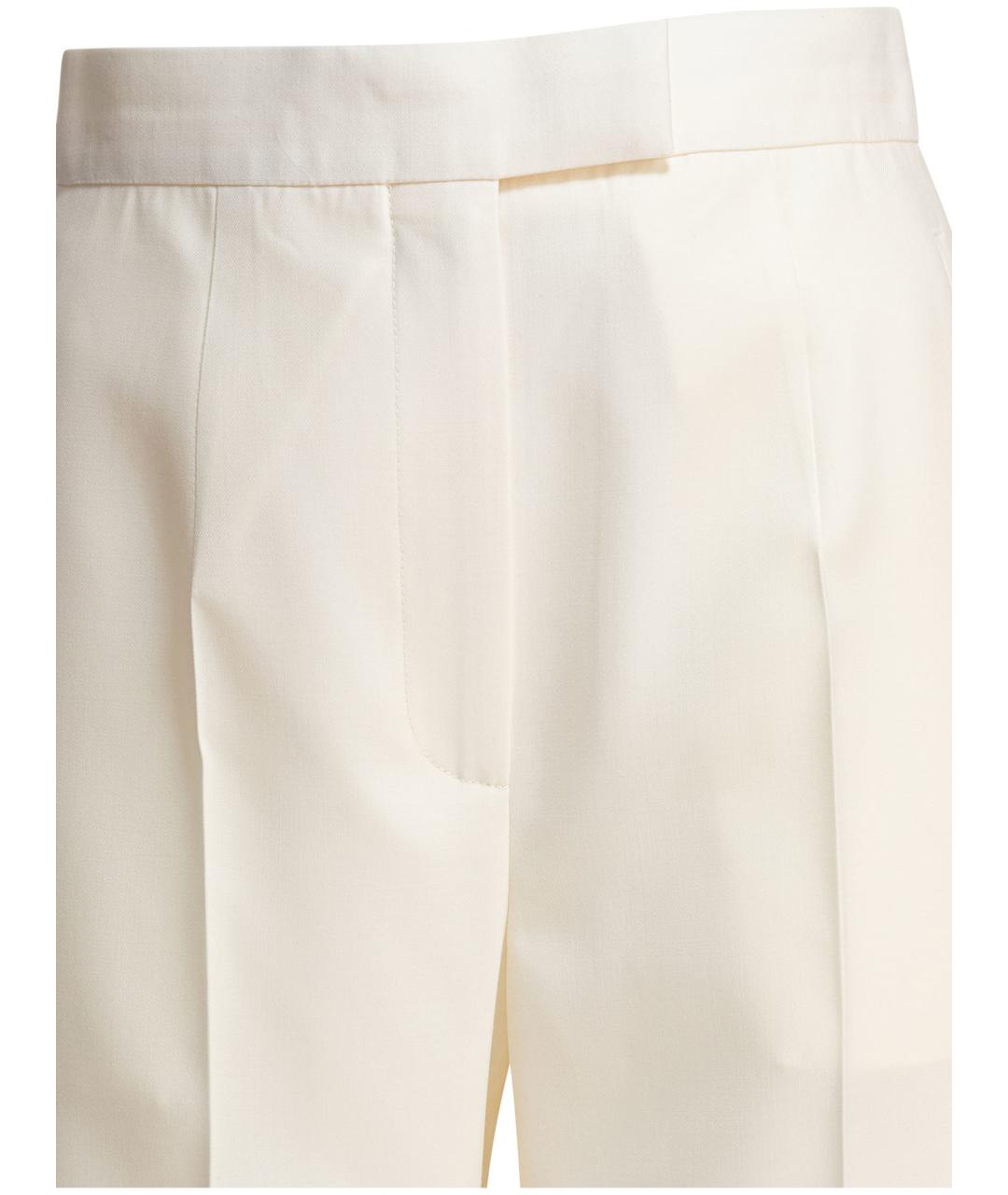 ALEXANDER MCQUEEN Белые шерстяные прямые брюки, фото 3