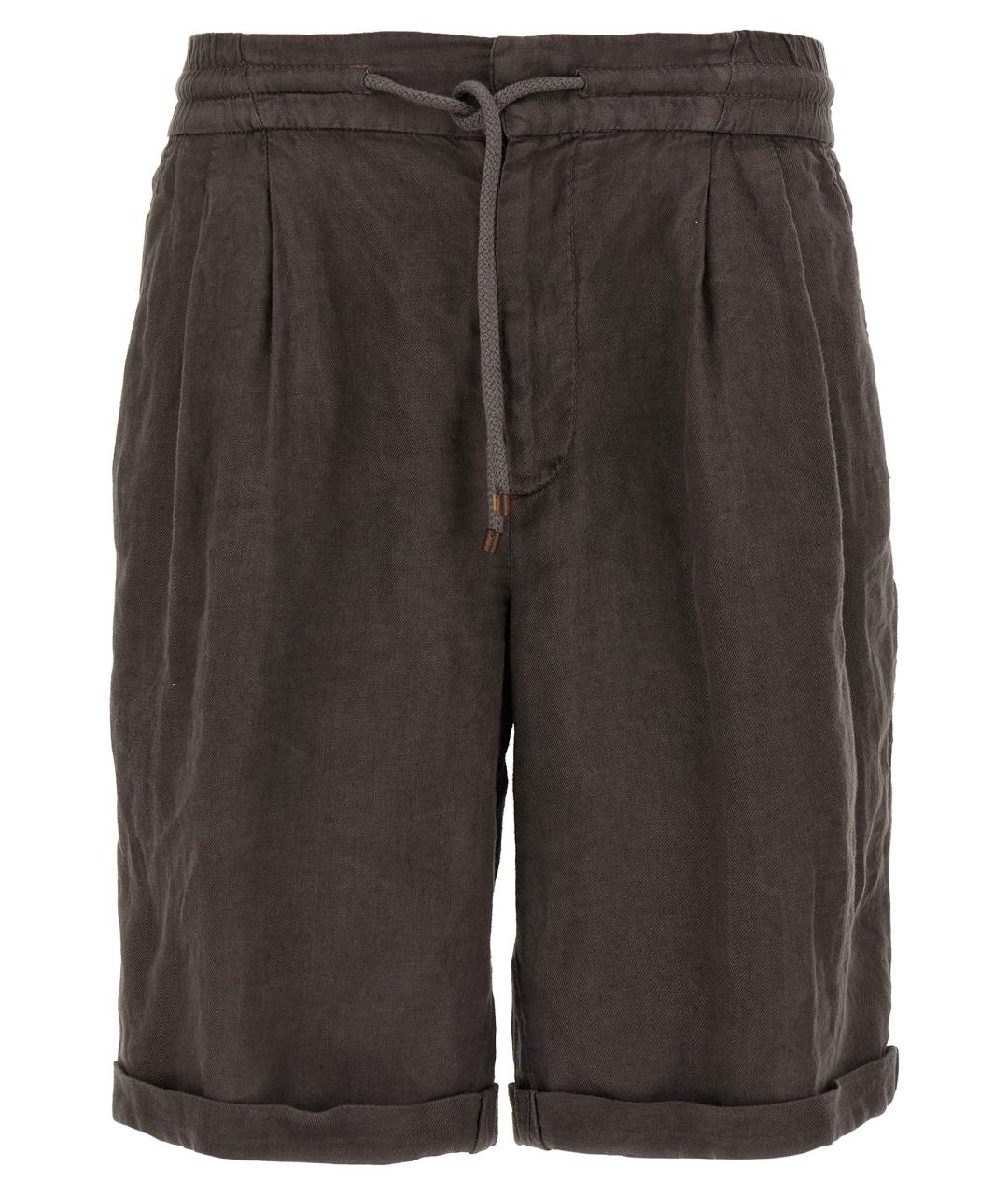BRUNELLO CUCINELLI Коричневые льняные шорты, фото 1