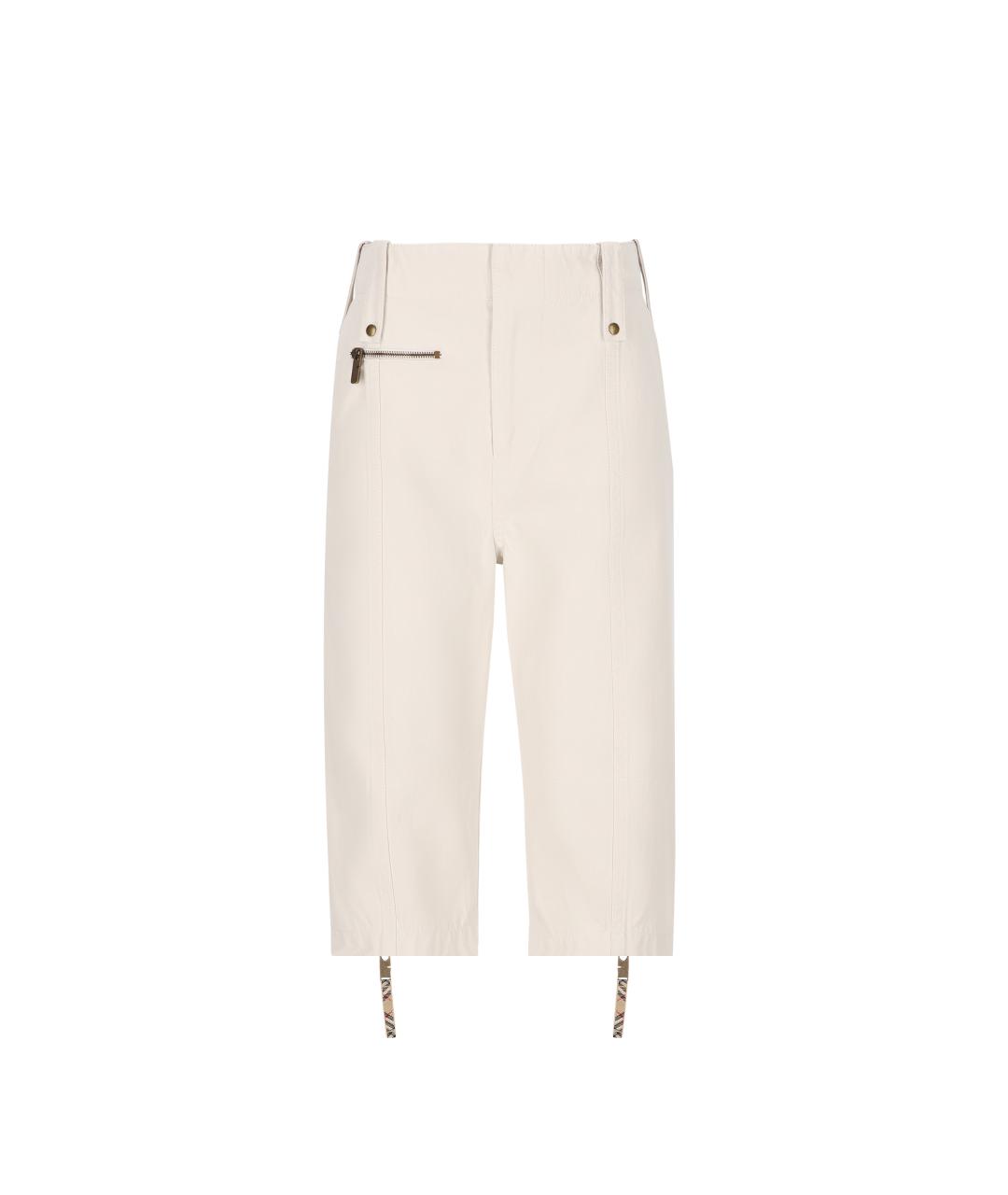 BURBERRY Белые хлопковые бриджи, фото 1