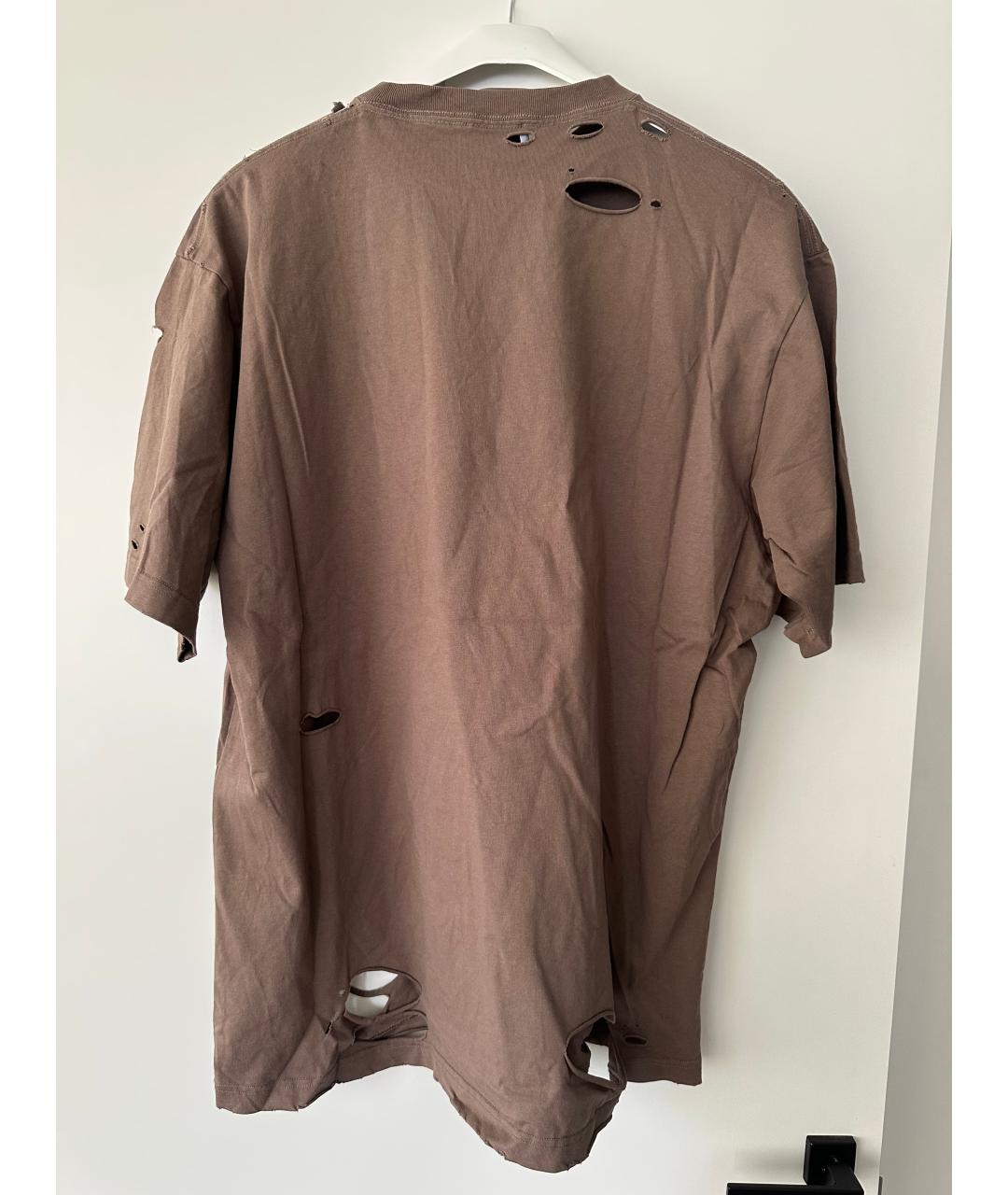 BALENCIAGA Коричневая хлопковая футболка, фото 2