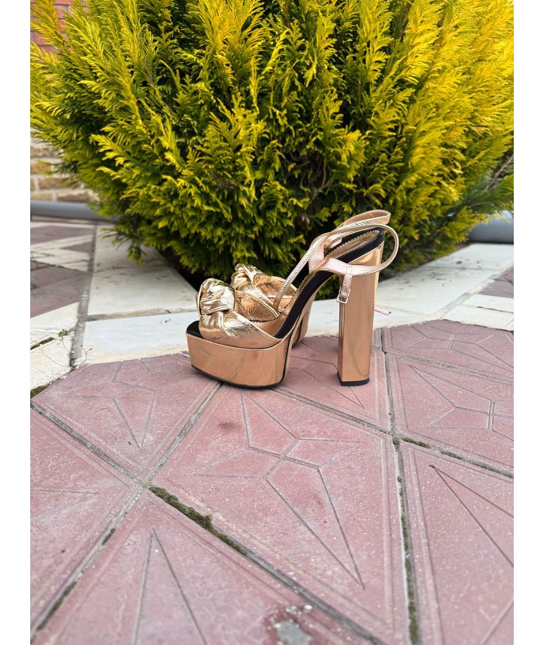 GIUSEPPE ZANOTTI DESIGN Золотые кожаные босоножки, фото 7