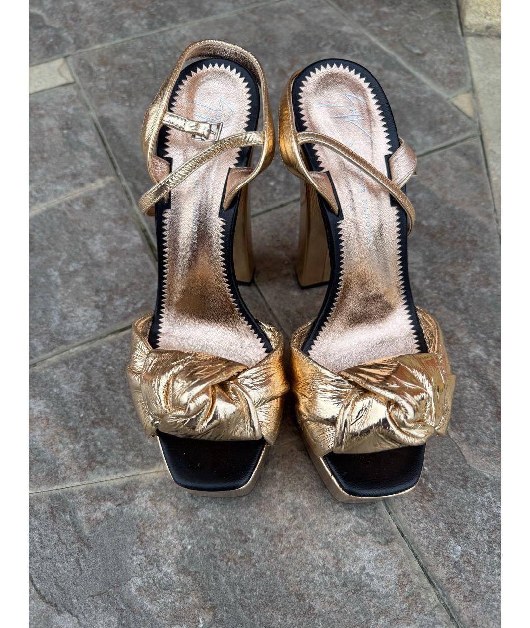 GIUSEPPE ZANOTTI DESIGN Золотые кожаные босоножки, фото 2