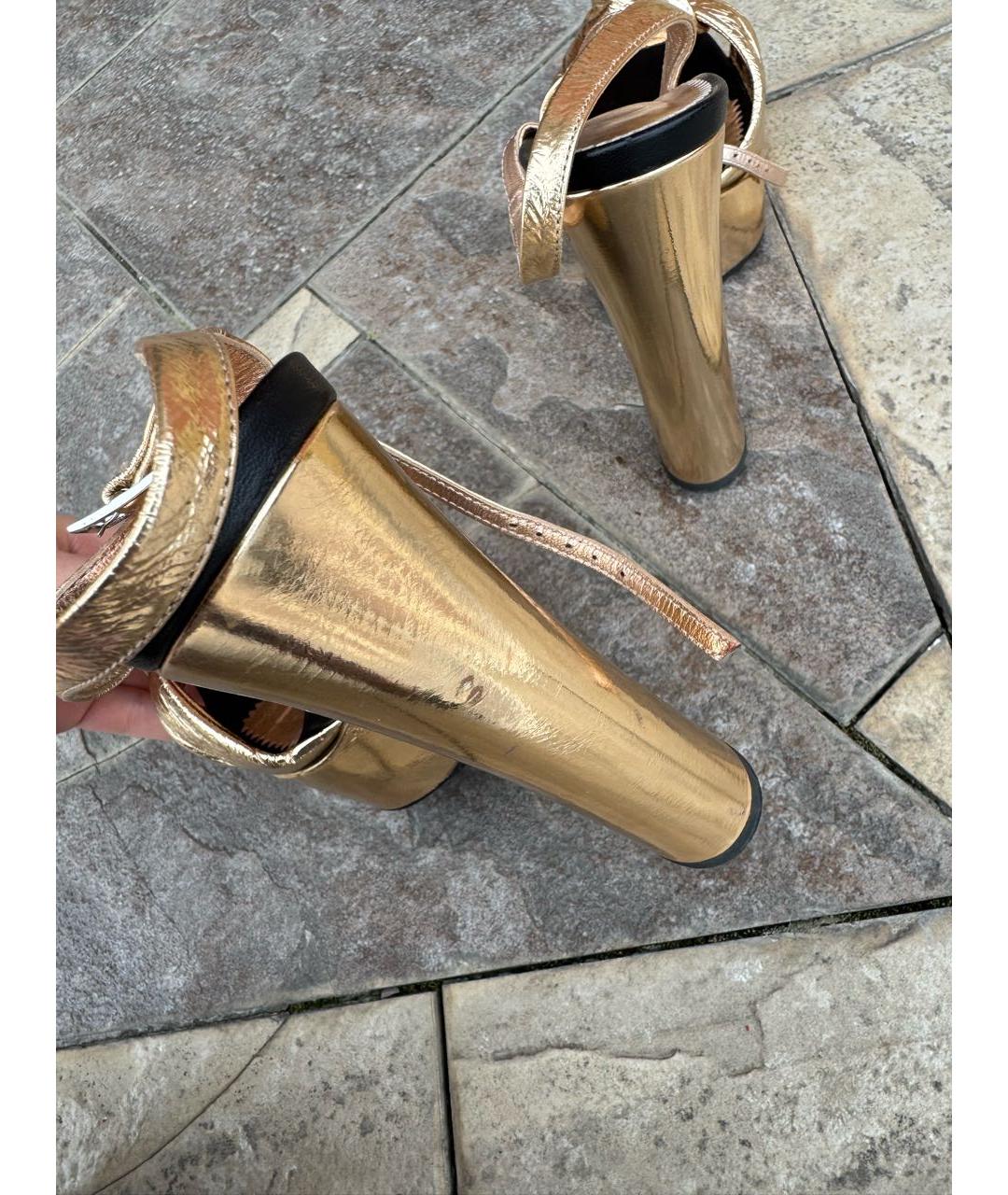 GIUSEPPE ZANOTTI DESIGN Золотые кожаные босоножки, фото 6