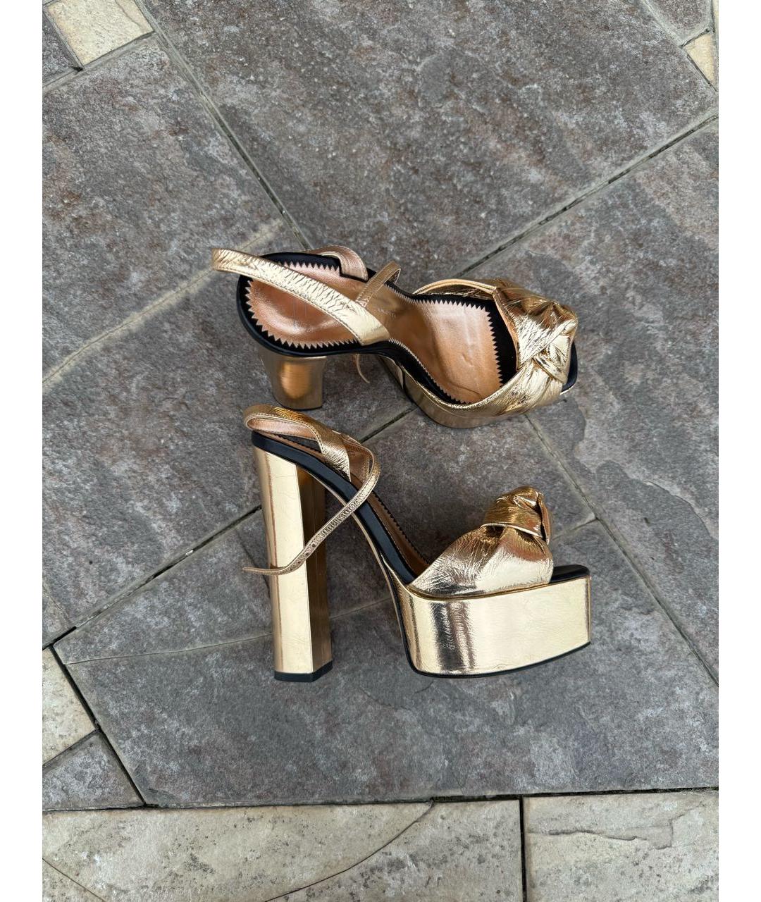 GIUSEPPE ZANOTTI DESIGN Золотые кожаные босоножки, фото 5