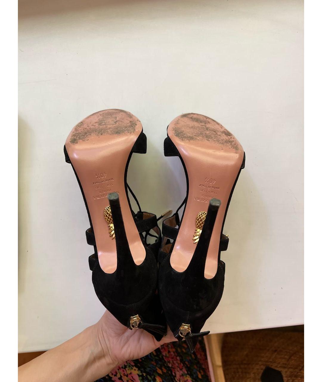 AQUAZZURA Черные замшевые босоножки, фото 4