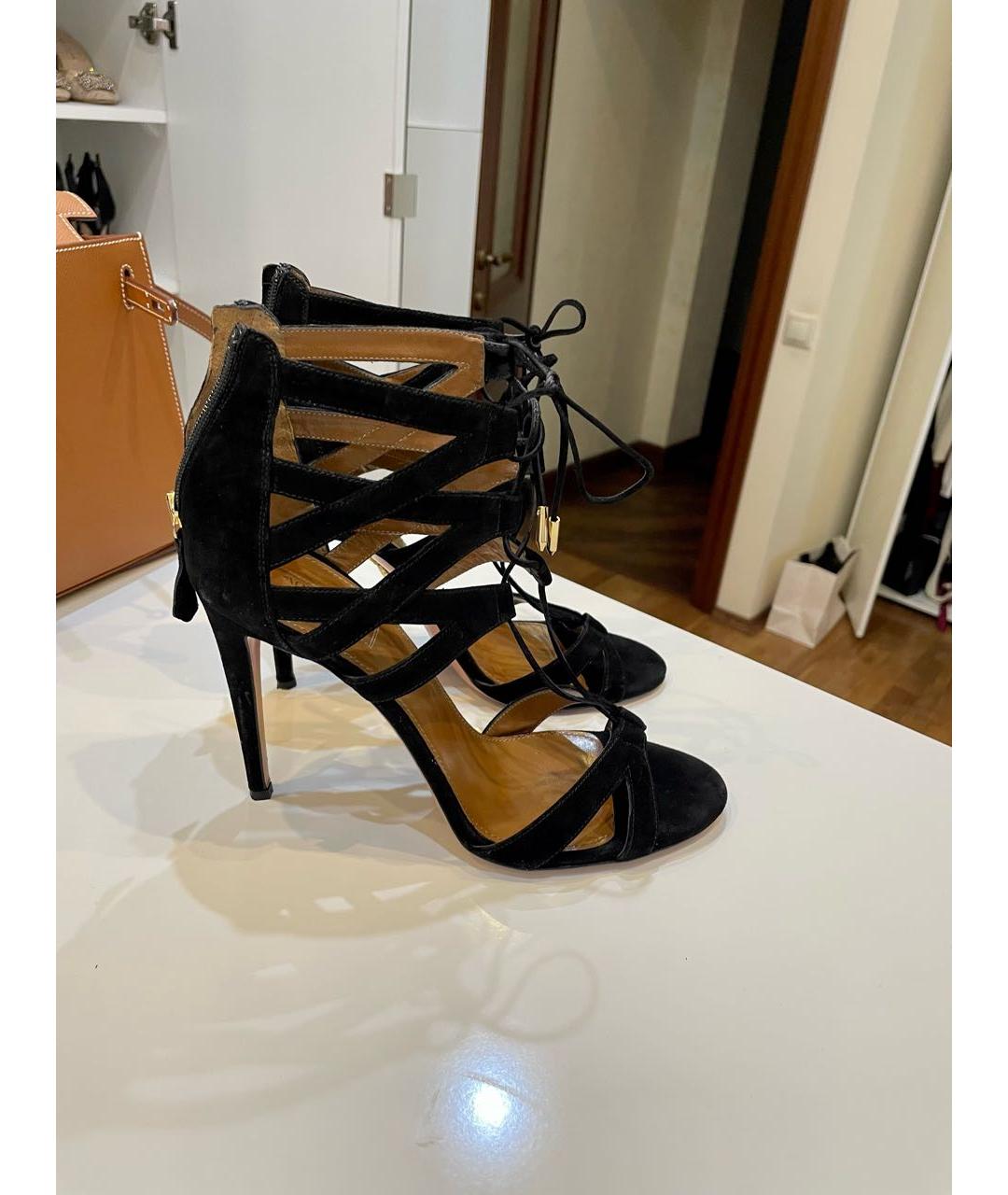 AQUAZZURA Черные замшевые босоножки, фото 5