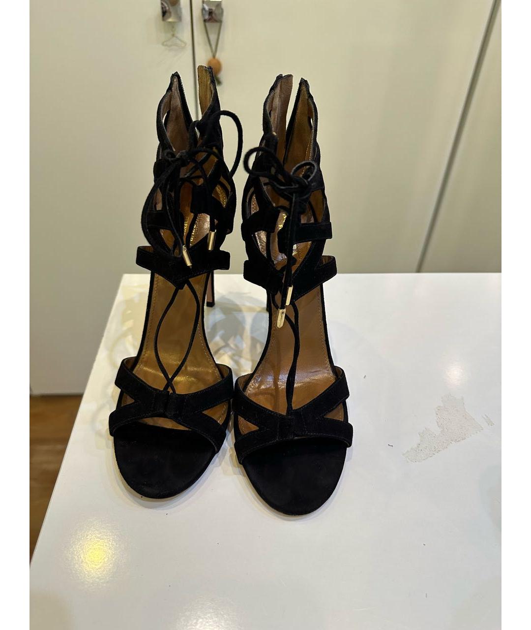 AQUAZZURA Черные замшевые босоножки, фото 2