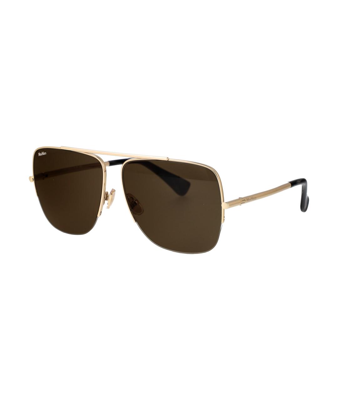 MAX MARA Золотые металлические солнцезащитные очки, фото 2